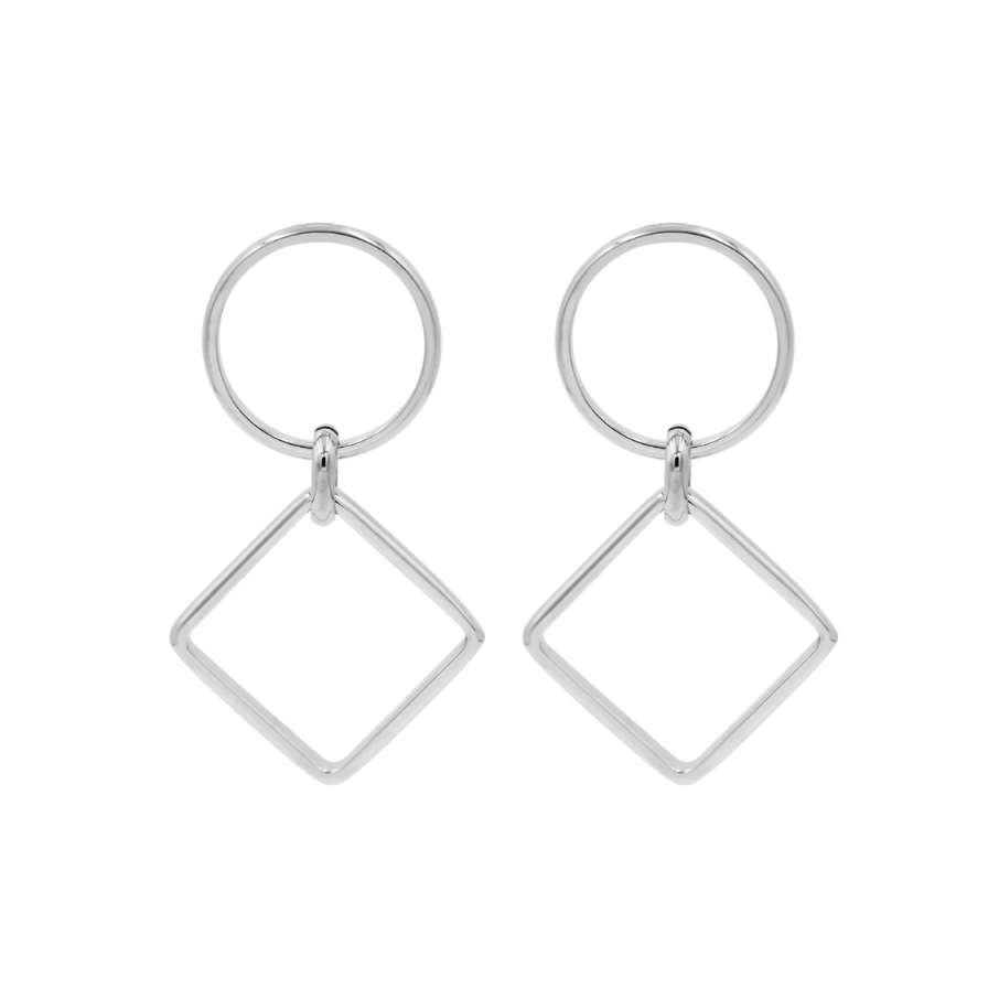 Cercei dama California Mini lucrati manual 5 cm placati cu argint, Lilou