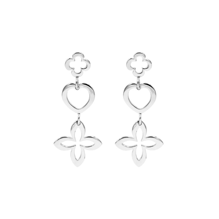 Women's earrings sterling silver open, 3 elements, Lilou