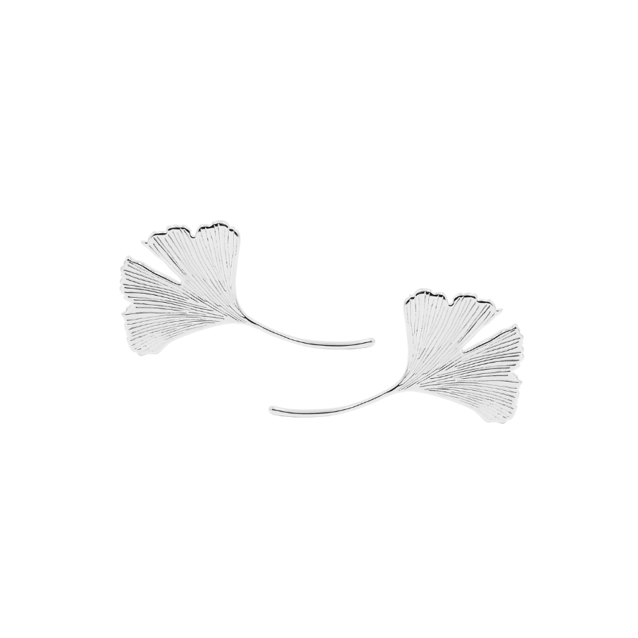 Cercei dama Ginko 4 cm placati cu argint, Lilou