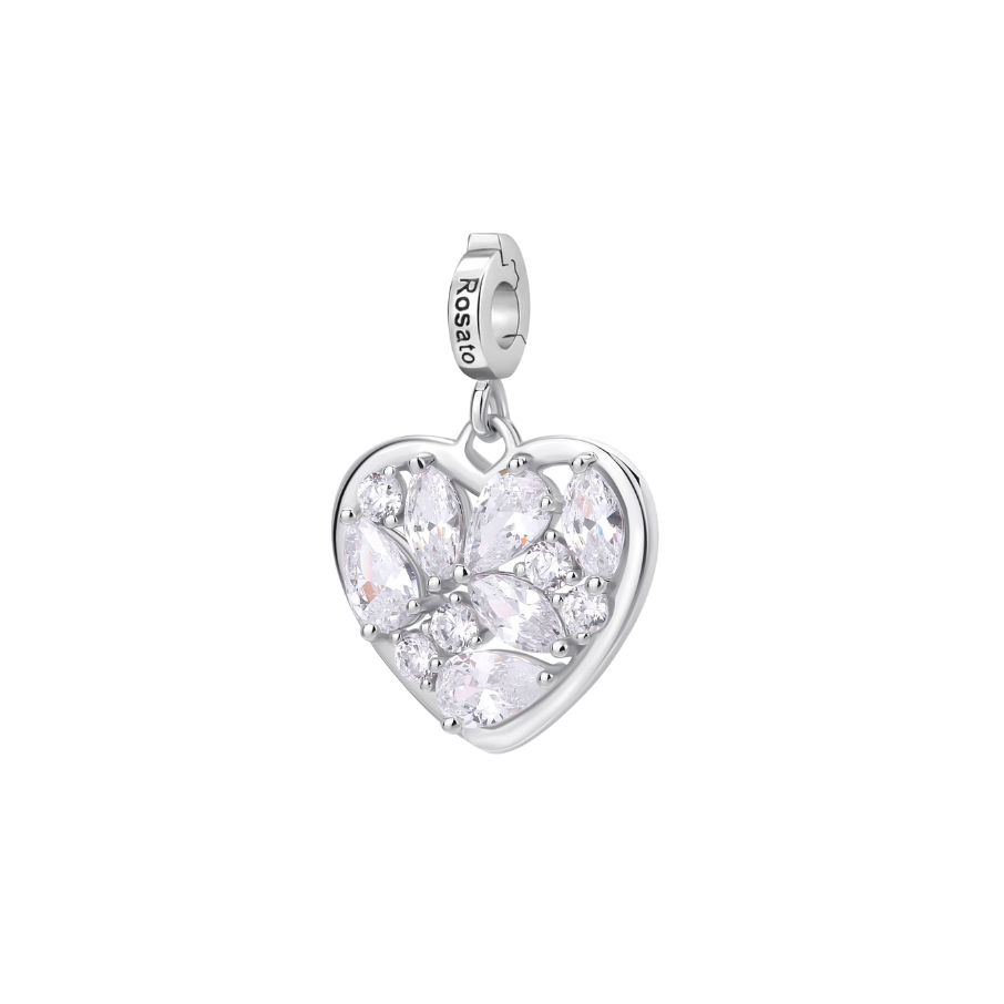 Talisman de dama argintiu STORIE in forma de inima, ROSATO