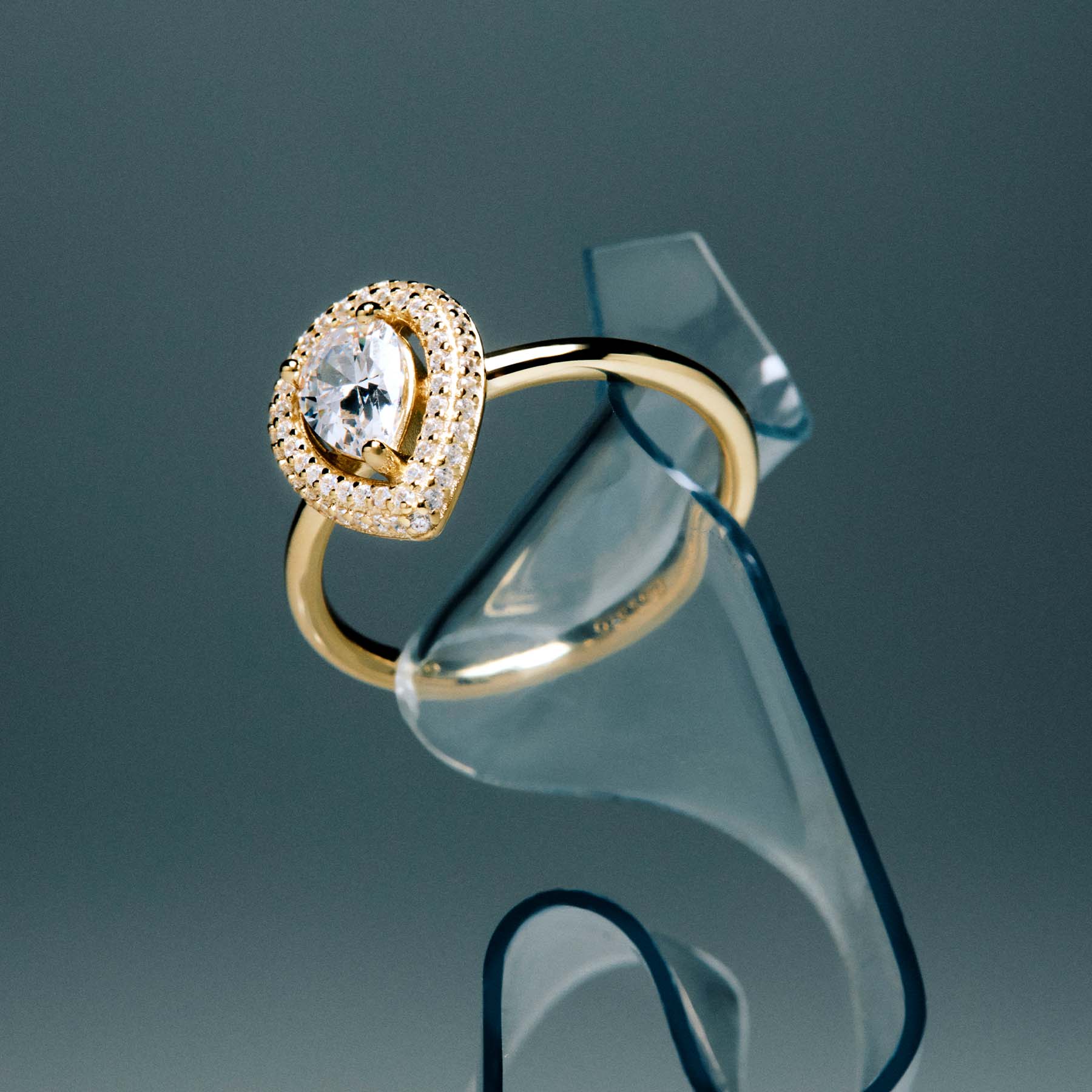 Inel Anna din argint pentru femei, placat cu aur, Rosato