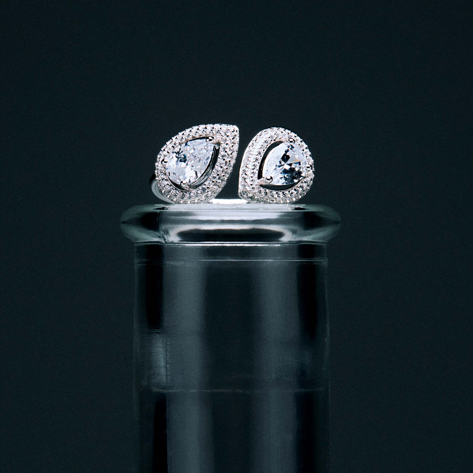 Inel pentru femei de argint Anna cu design deschis, Rosato