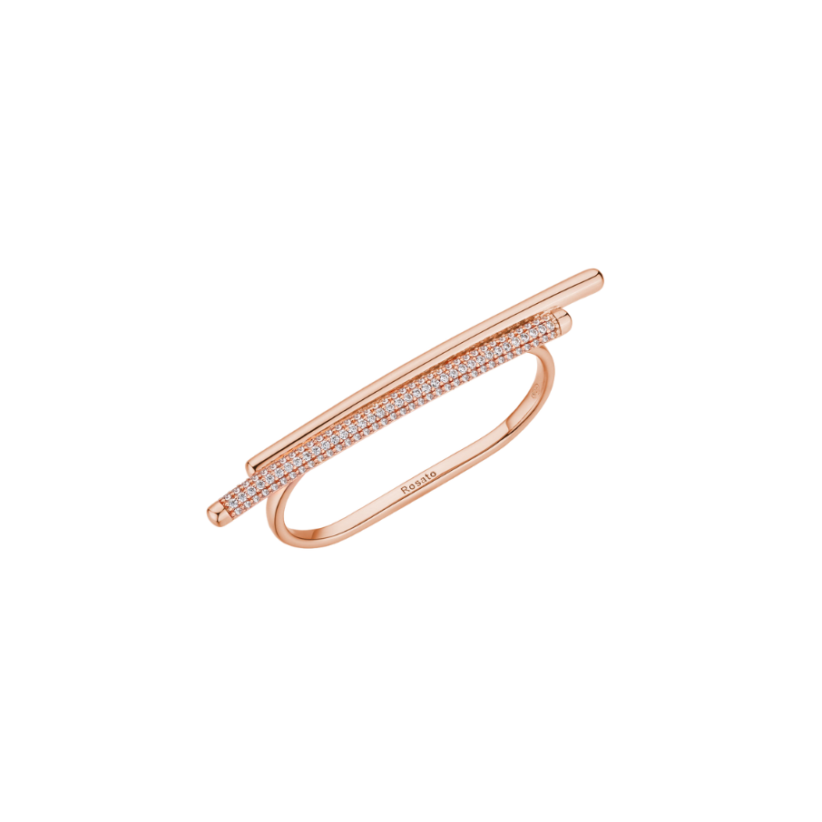 Inel dublu argint dama BIANCA, ROSATO