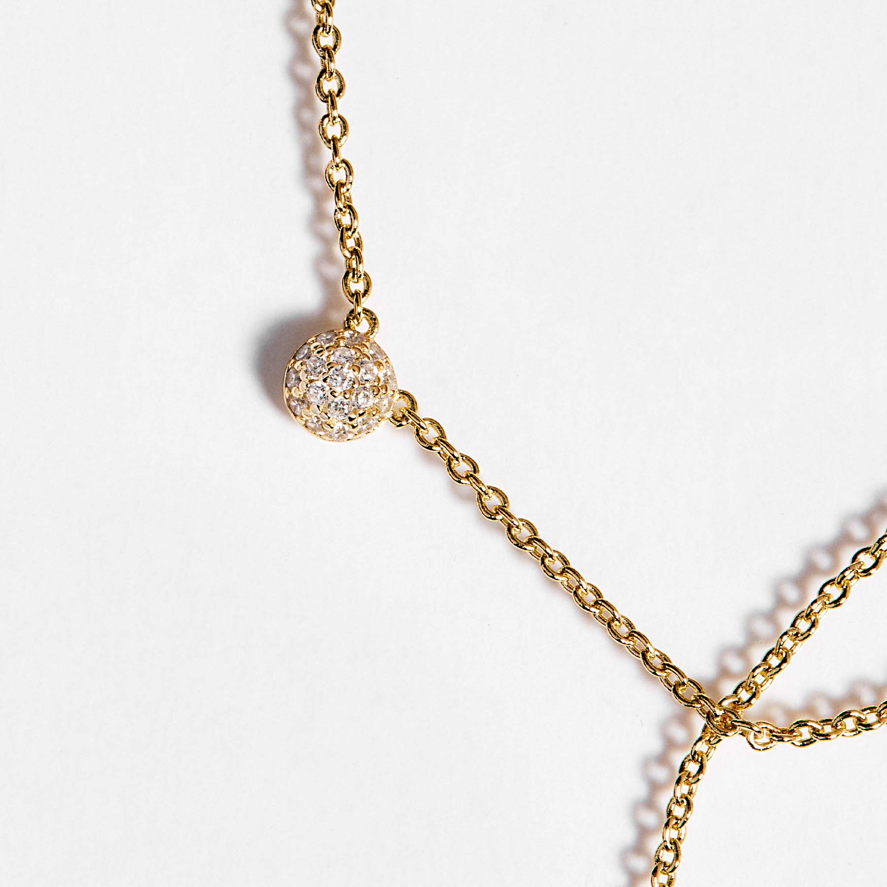 Colier de dama argint BIANCA scurt placat cu aur, zirconiu alb, 44cm, ROSATO