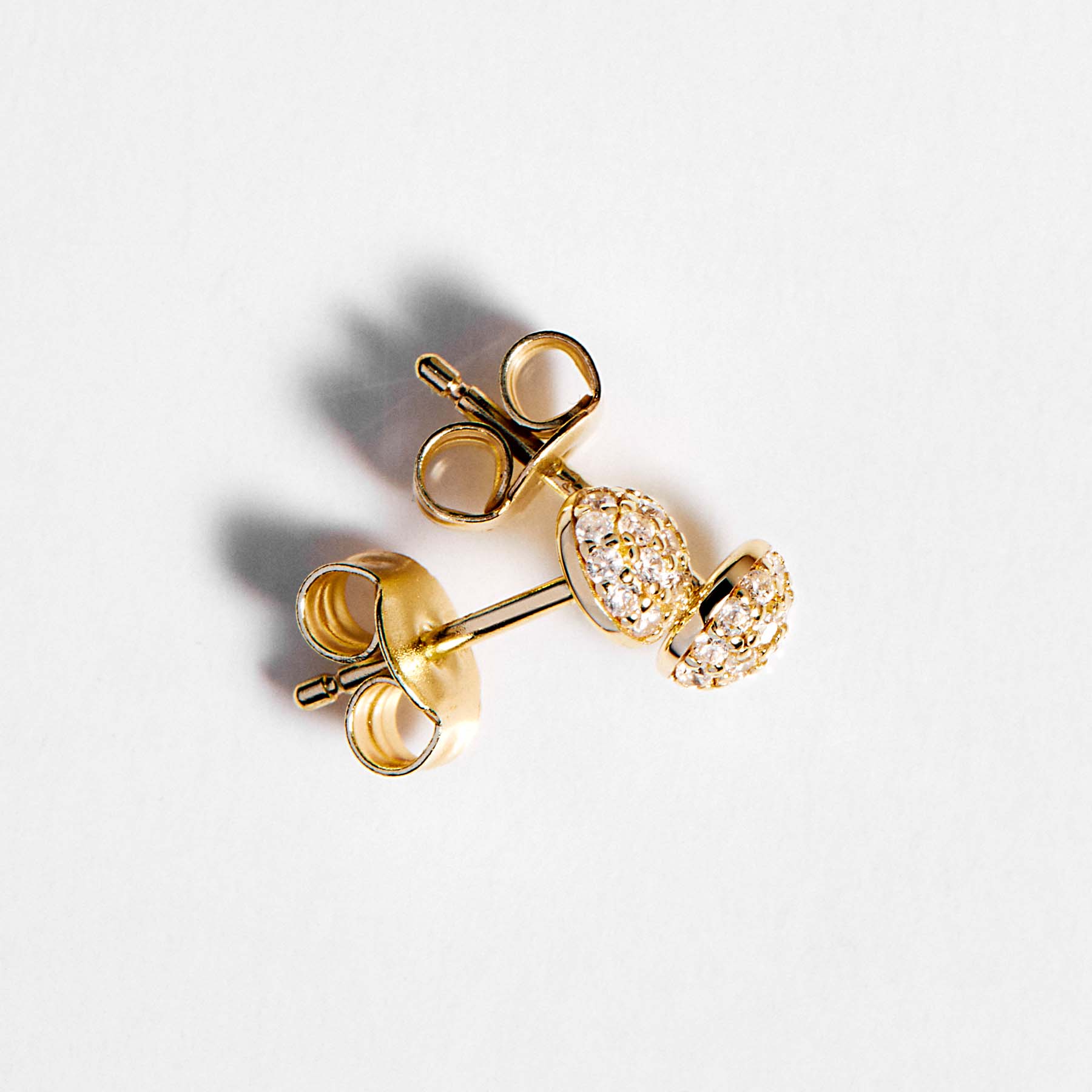 Cercei dama argint BIANCA crampoane aurite, zirconiu alb, ROSATO