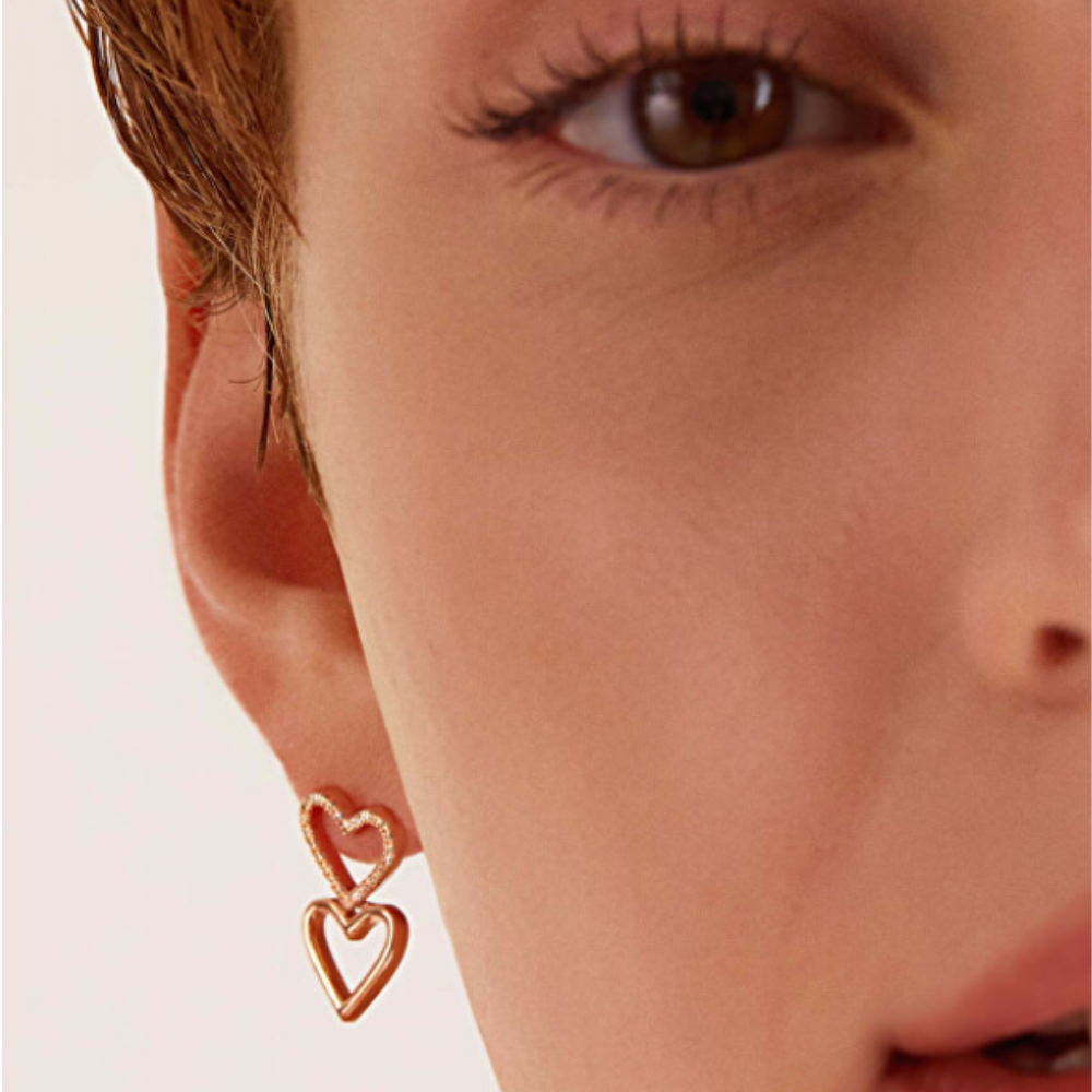 Cercei de damă în formă de inimă de argint GOT ME, ROSATO