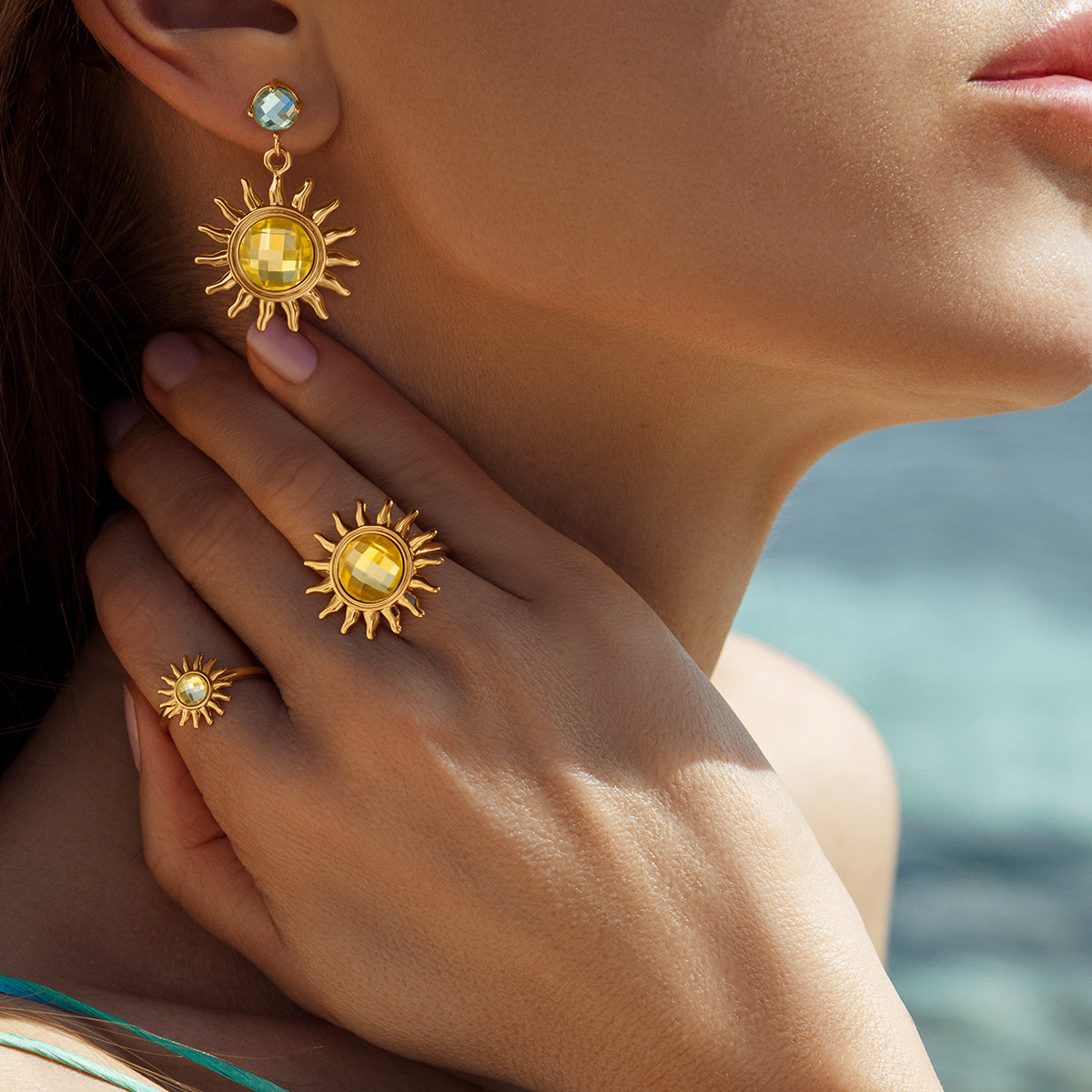 Inel dama Soleil 1,2 cm, placat cu aur, Lilou