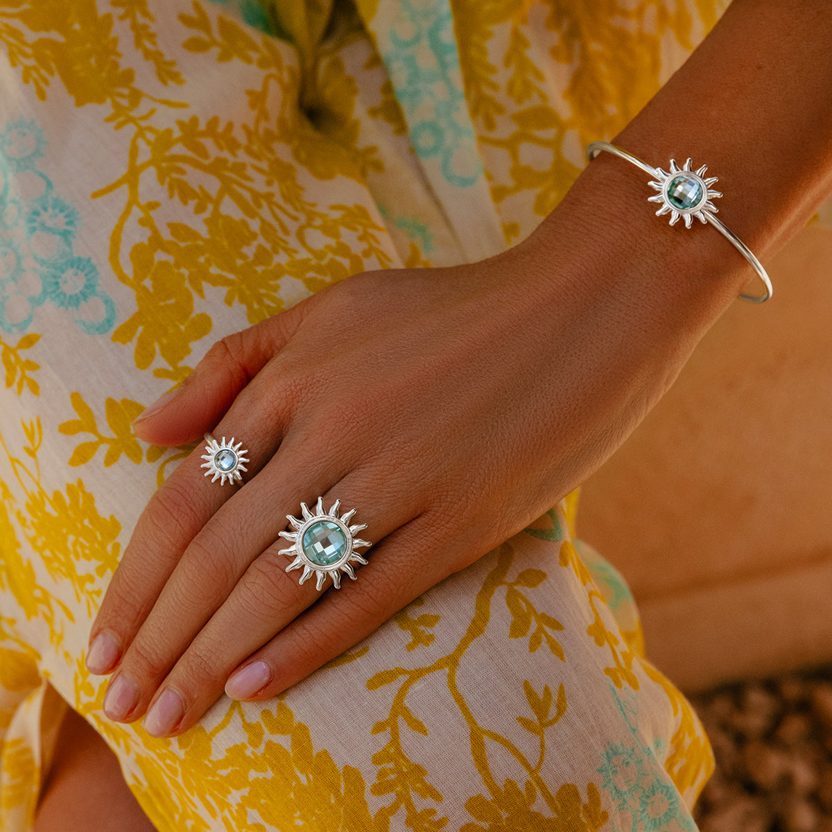 Inel dama Soleil 1,2 cm, placat cu argint, Lilou