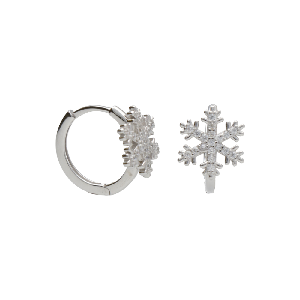 Cercei dama argint sterling creol cu fulgi de nea, Insolito