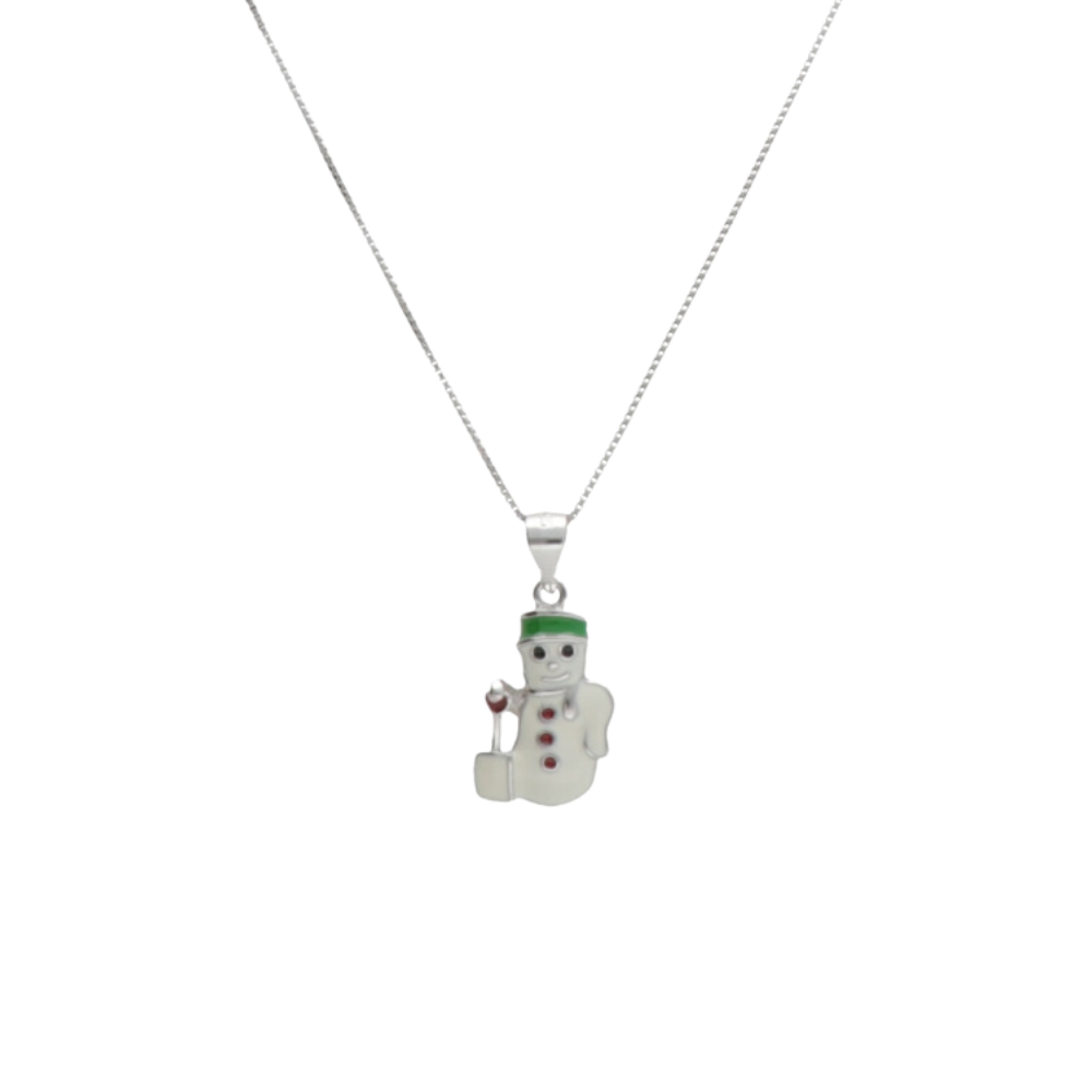 Colier de dama din argint sterling cu pandantiv om de zapada, Insolito