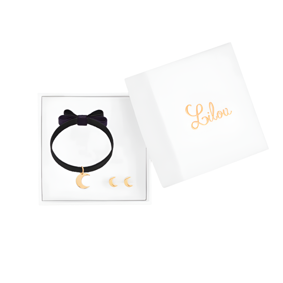 Set de bijuterii din colectia Lune, placat cu aur, gravabil, Lilou