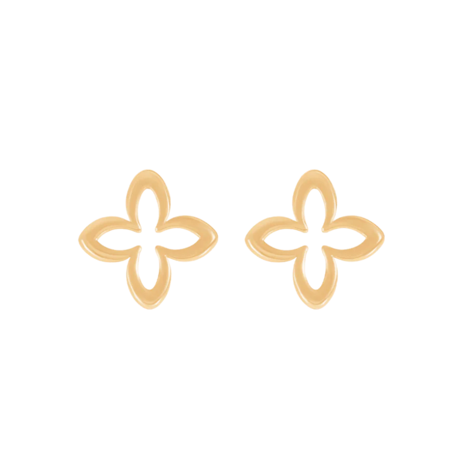 Cercei dama stud in forma de crin, placati cu aur, Lilou
