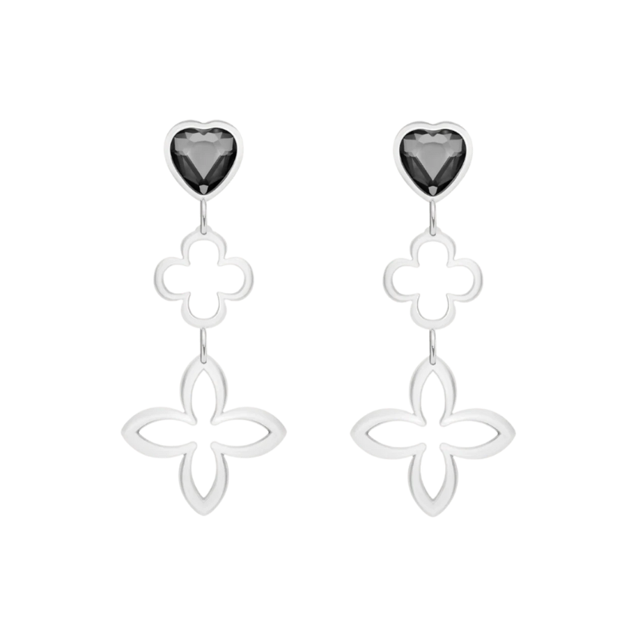 Cercei dama Icons cu cristal fumuriu placat cu argint, Lilou