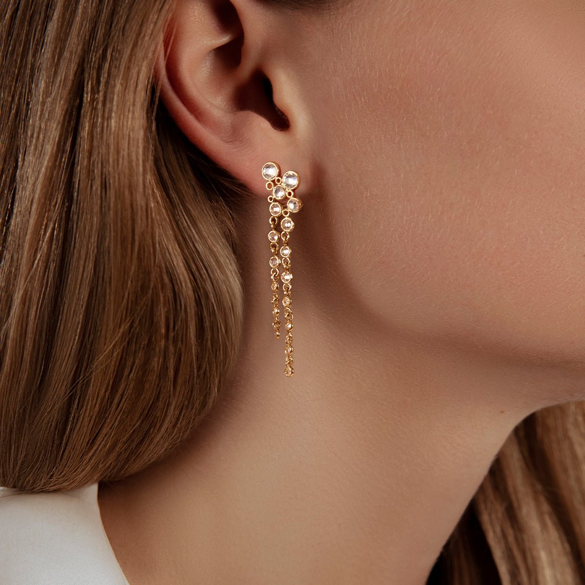 Cercei lungi Sparkling cu zirconiu cubic placati cu aur - Cercei lungi - 209/KOL/2/PO - Lilou - Tessora