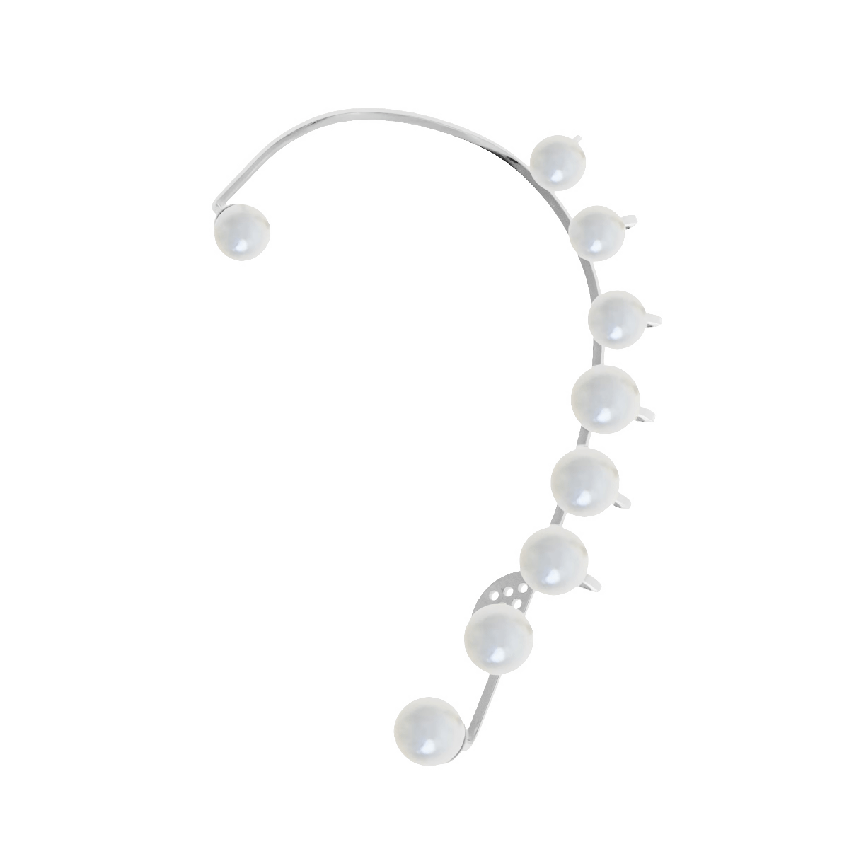 Cercei tip ear cuff Perle - 10 cm dreapta, placat cu argint - Cercei din argint - A03/MARKET/ANS/105 - Lilou - Tessora