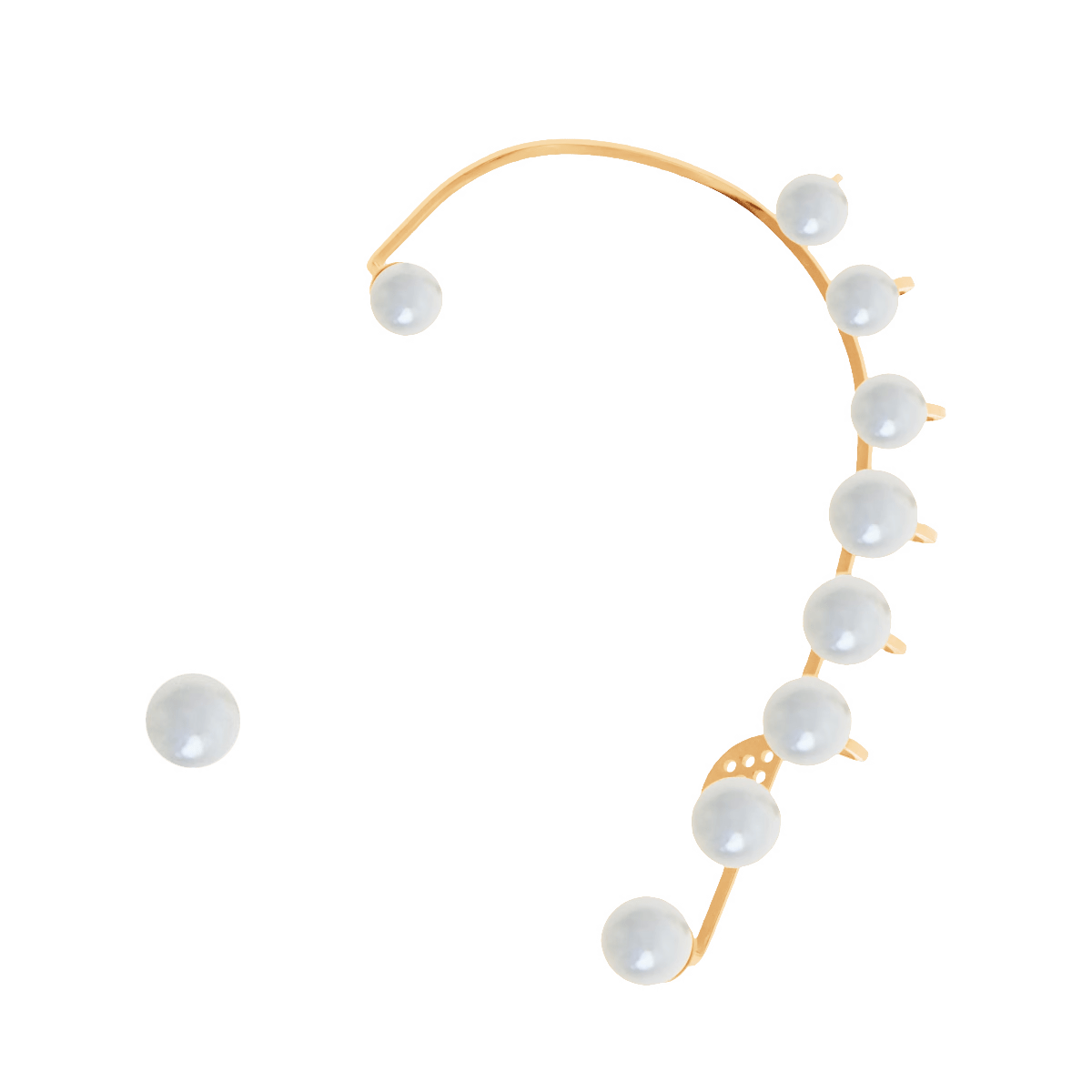 Cercei tip ear cuff Perle - 10 cm stanga, placat cu aur - Cercel individual - A03/MARKET/ANS/102 - Lilou - Tessora