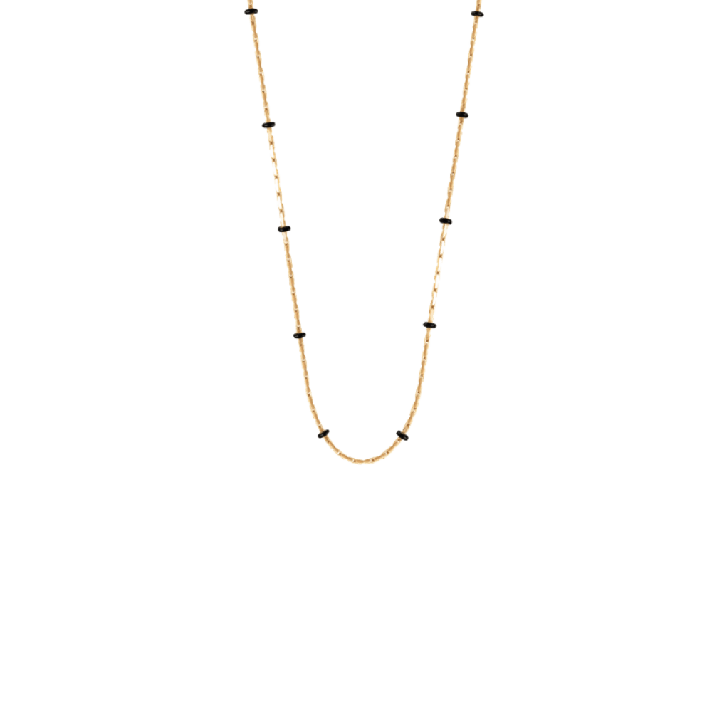 Colier ajustabil cu lant de 40+5 cm si email negru placat cu aur - Coliere - 217/400/LAN/CZA/PO - Lilou - Tessora