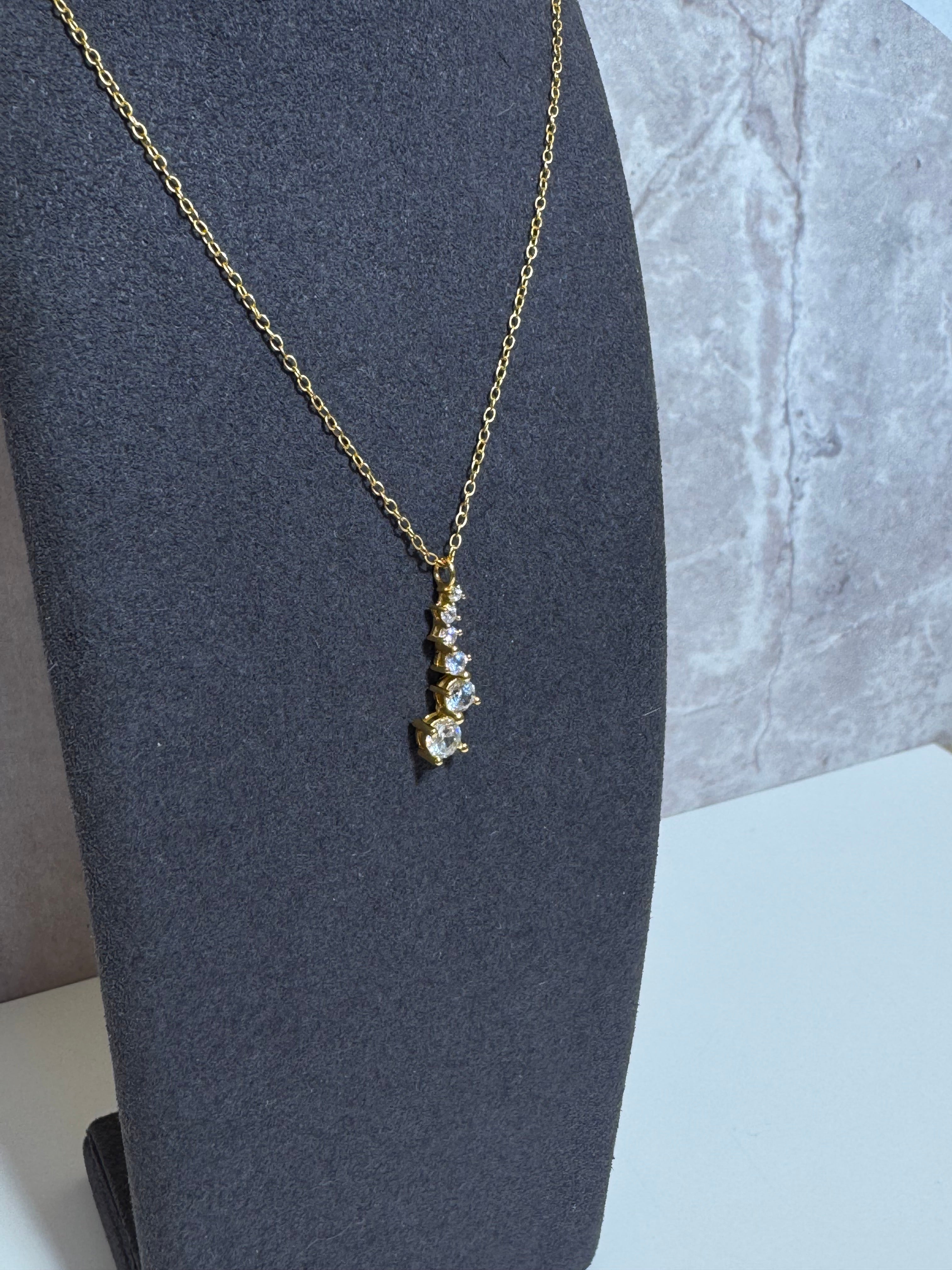 Women's silver necklace gold plated with dangling stones, Tessora