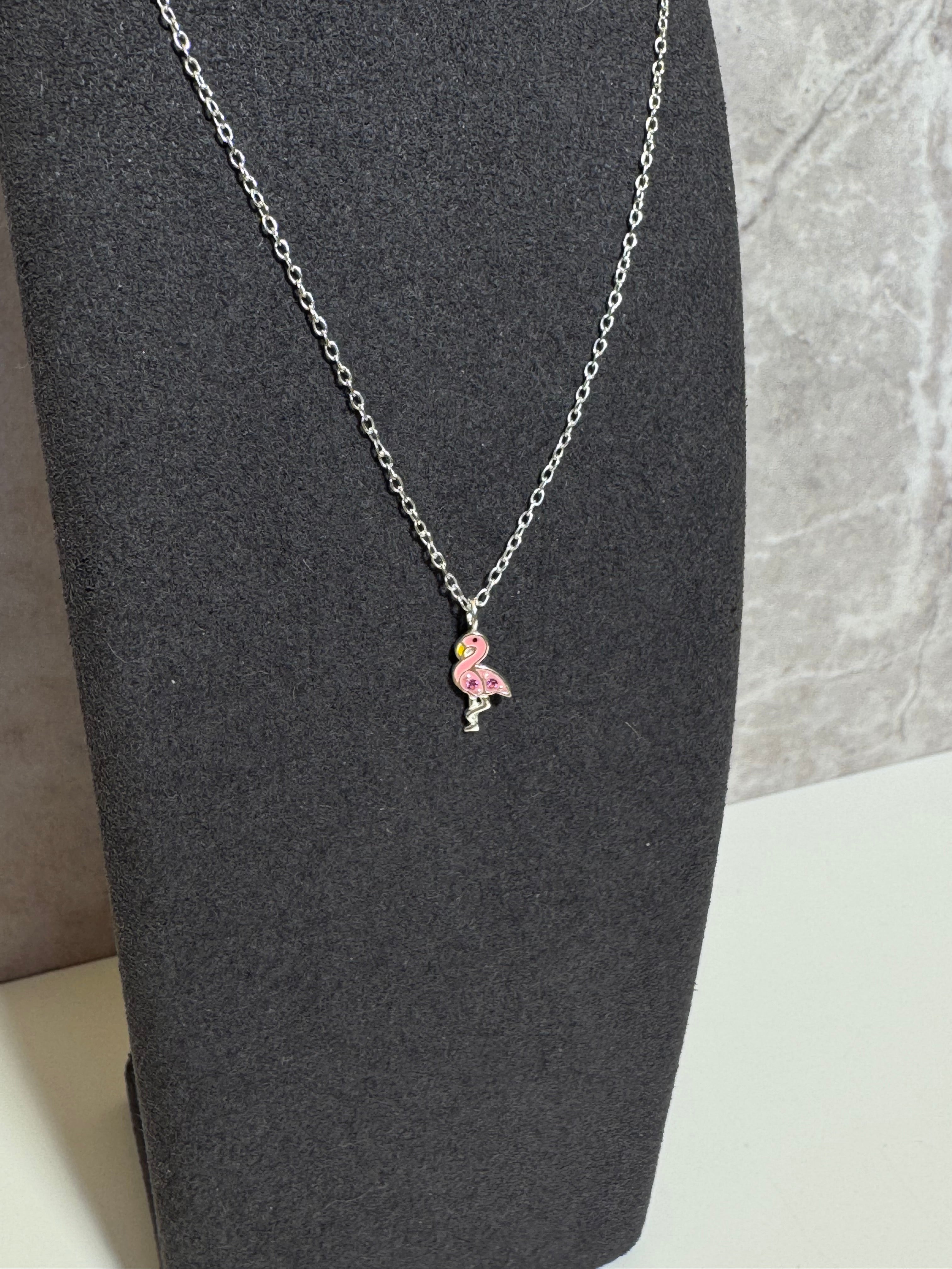 Colier de damă din argint cu pandantiv flamingo, Tessora