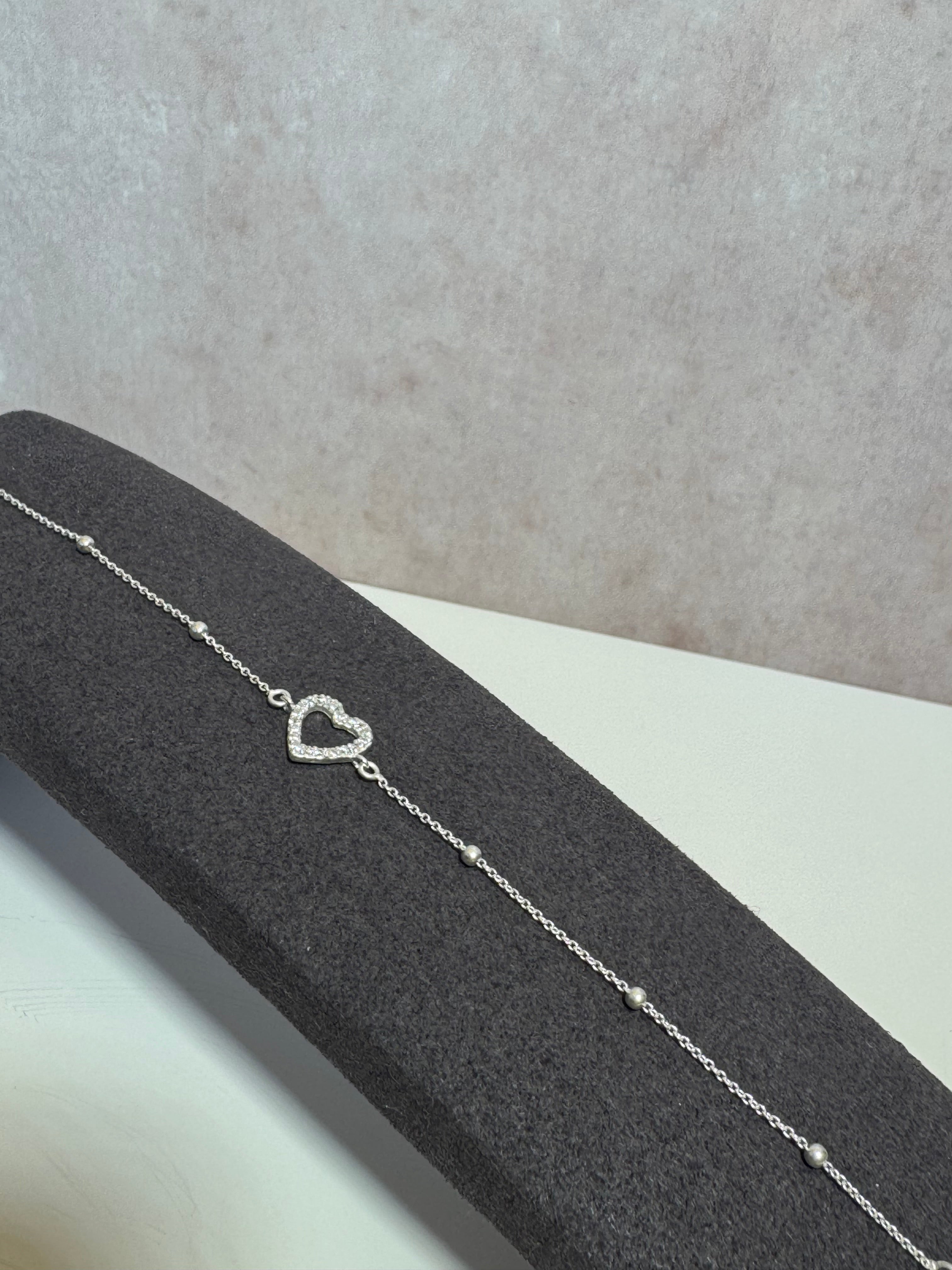 Brățară de damă din argint cu inimă și buline, Tessora