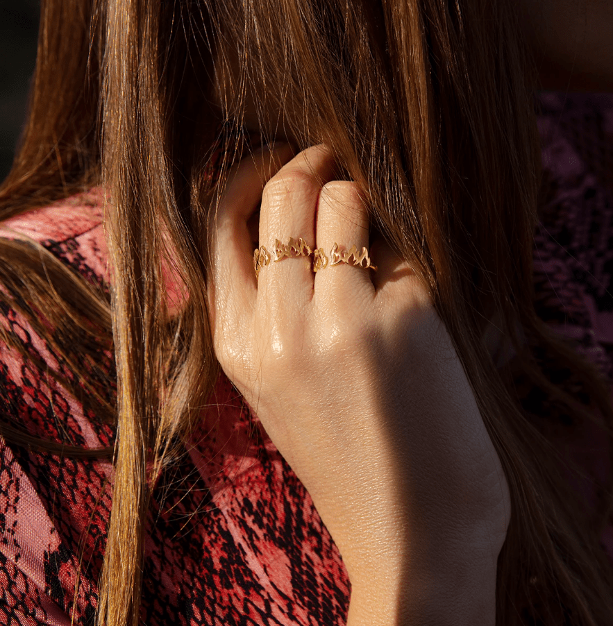 Inel Flame cu 5 elemente, placat cu aur, Lilou - Inele - 244/S/PIE/5/PO - Lilou - Tessora