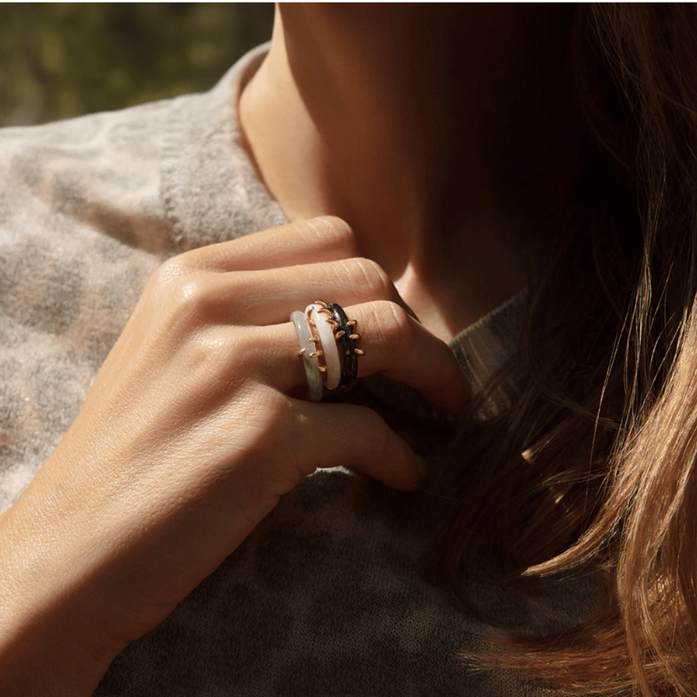 Inel Forza din rasina gri placat cu aur - Inele - 210/13/PIE/ZYW/SZA/PO - Lilou - Tessora