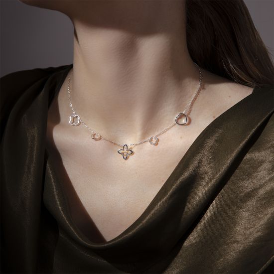 Women's necklace adjustable Icons silver-plated, Lilou