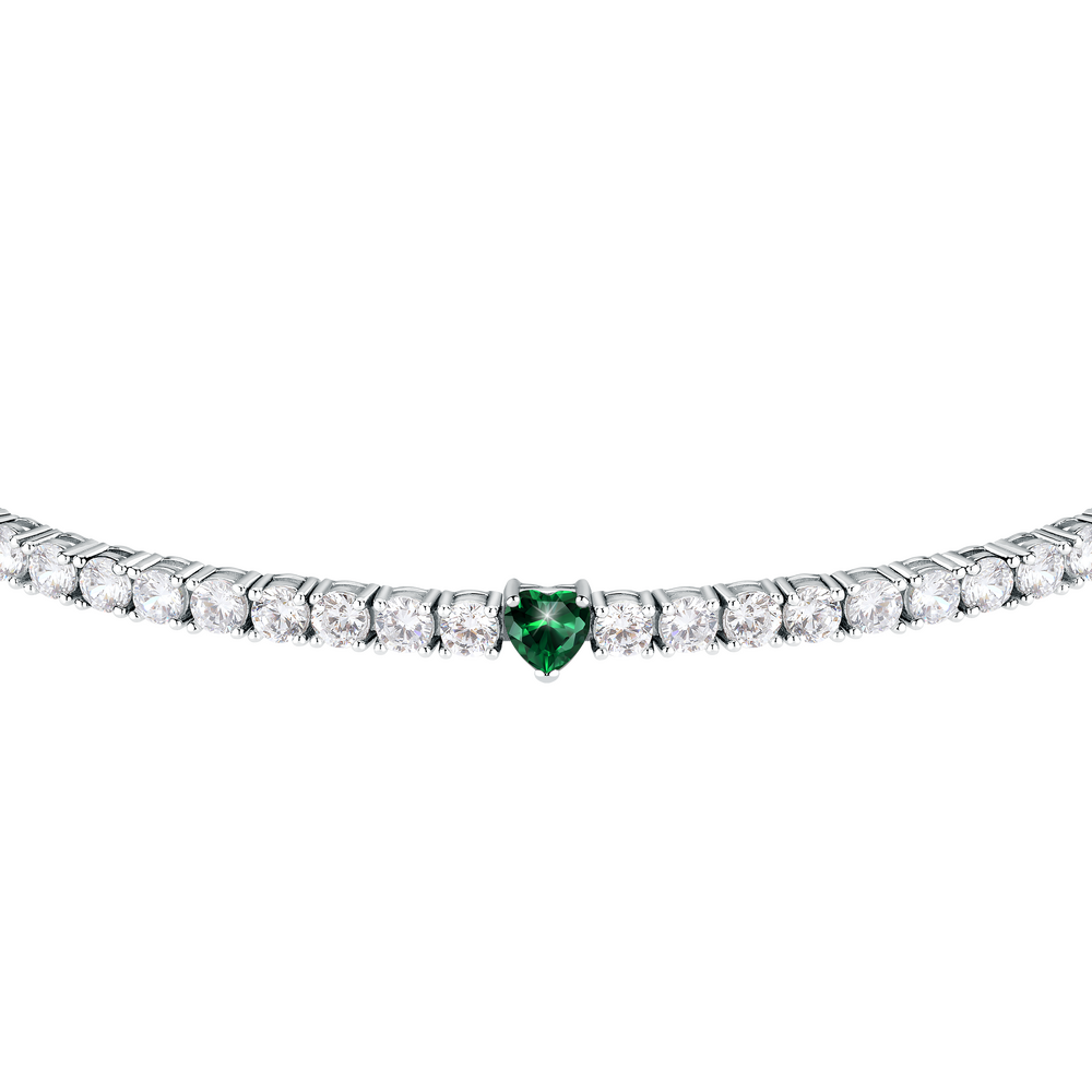 Women's bracelet sterling silver Tesori tennis Emerald adjustable 16 cm + 3 cm