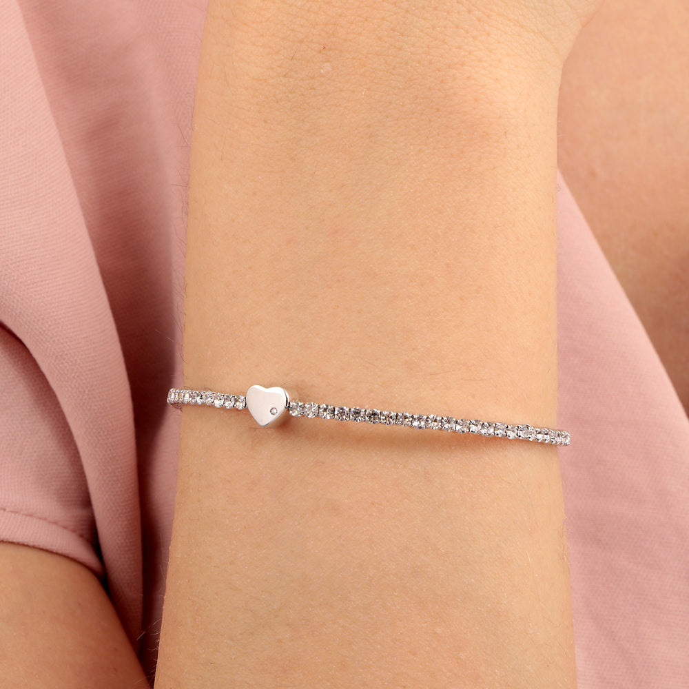 Women's Tennis Bracelet with Heart and Zircon Stones, LA PETITE STORY