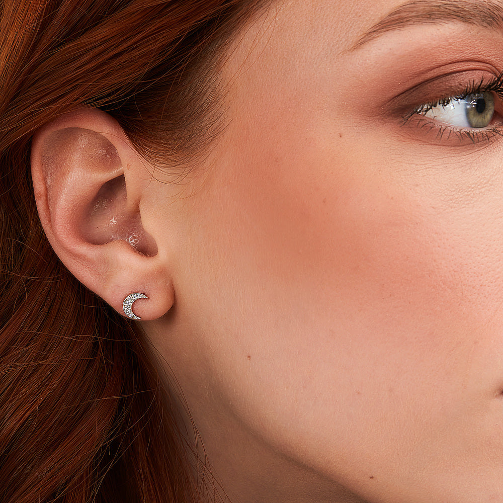 Cercei cu știfturi din argint pentru femei în formă de semilună, LA PETITE STORY