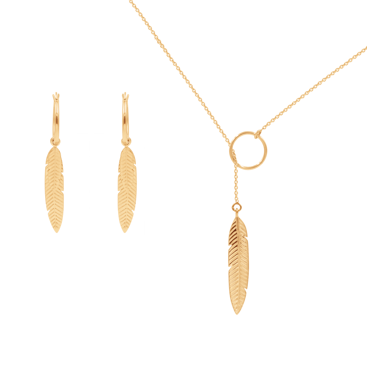 Set format dintr - un colier si cercei in forma de pene, gravabil - Coliere - A03/MARKET/ANS/140 - Lilou - Tessora