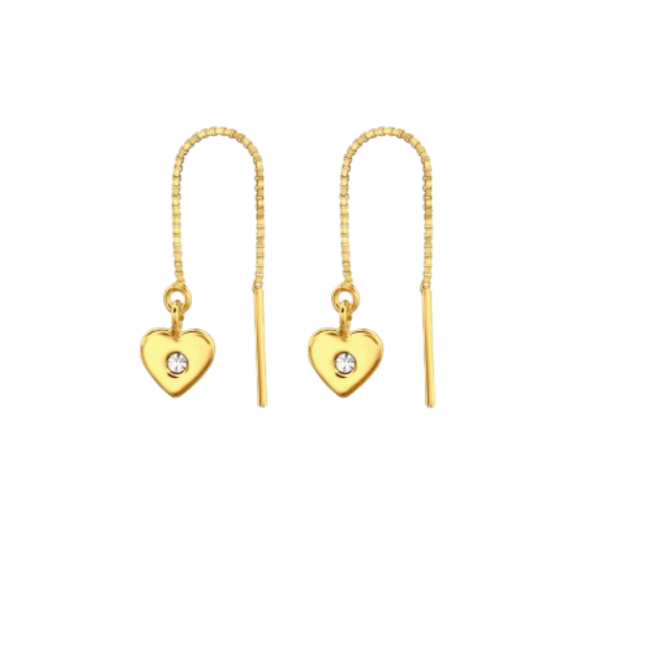 Women's silver earrings, gold plated with heart pendant,  Tessora