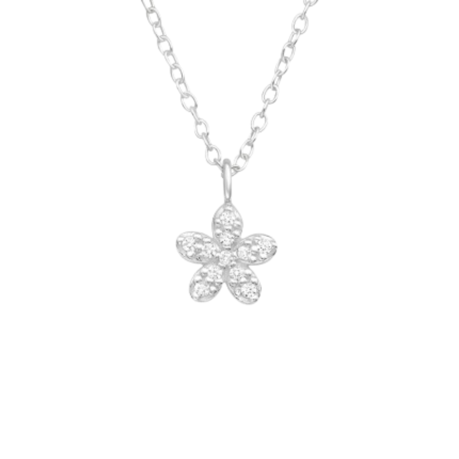 Women's silver necklace with flower pendant, TESSORA