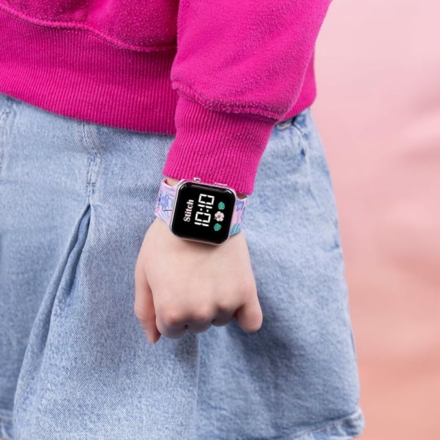 Ceas pentru copii cu LED Stitch, roz, DISNEY