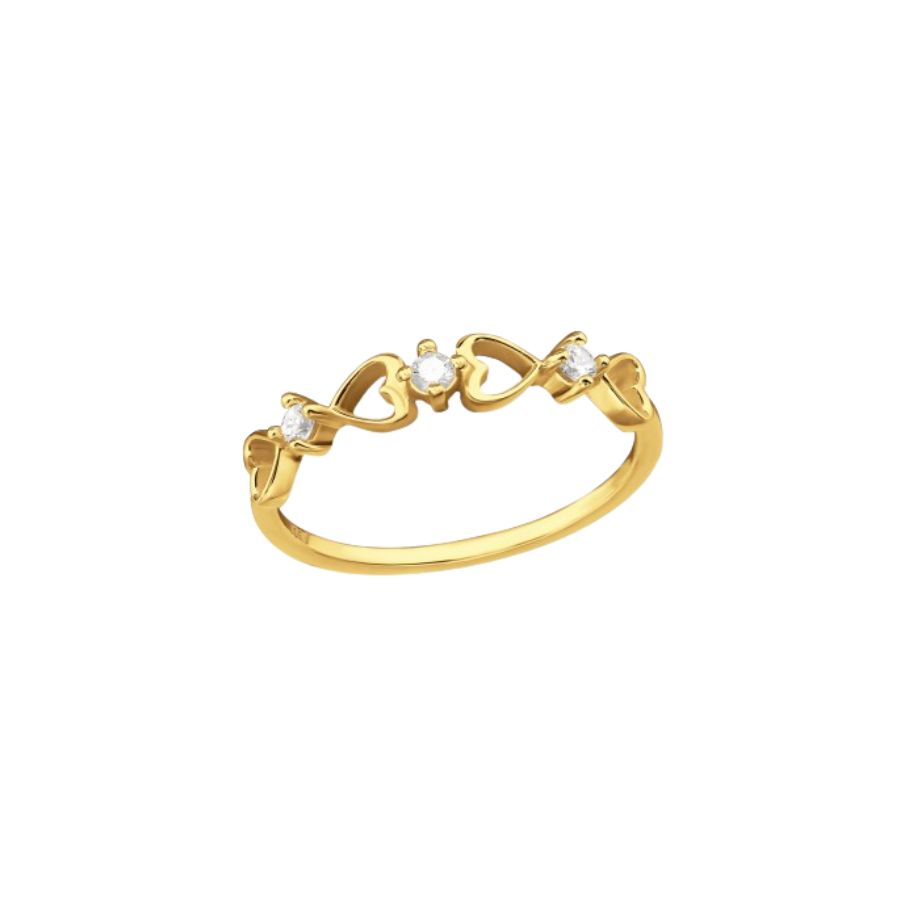 Inel de damă din argint placat cu aur, cu inimioare legate, TESSORA