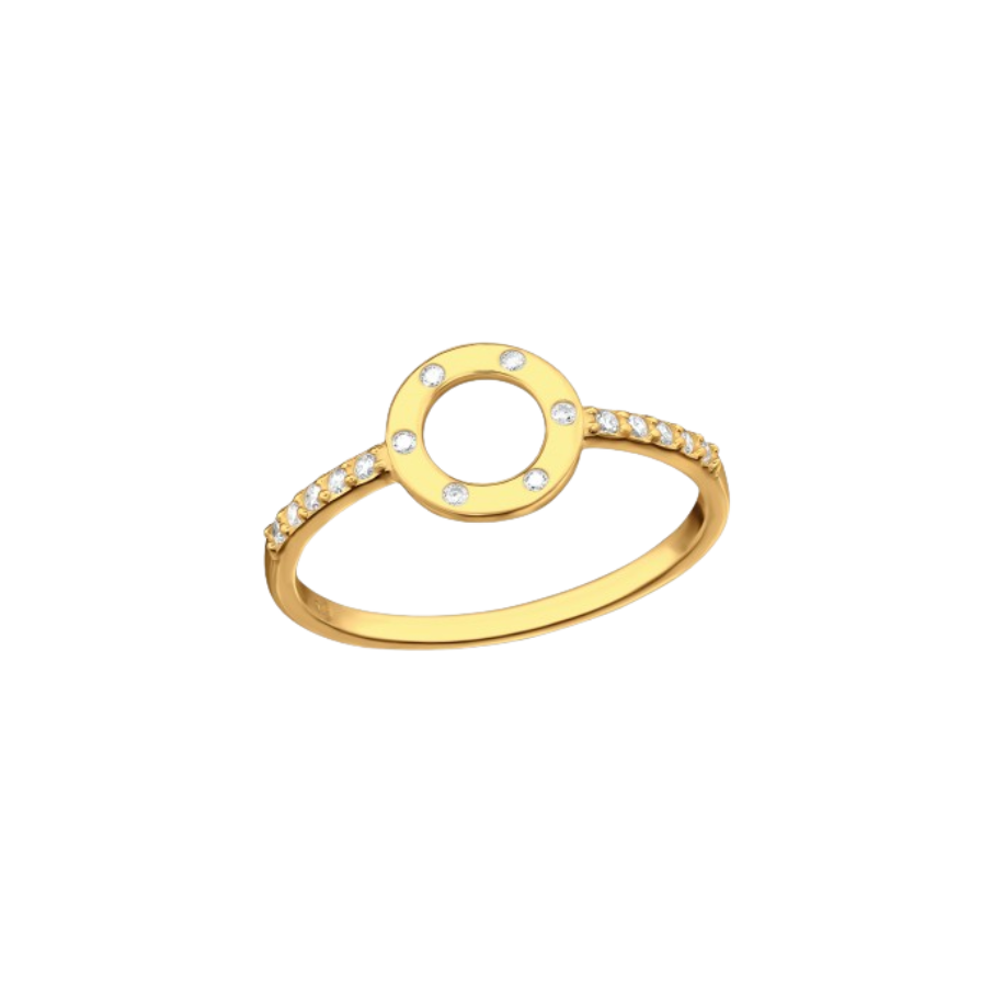 Women's silver ring with golden circle, TESSORA