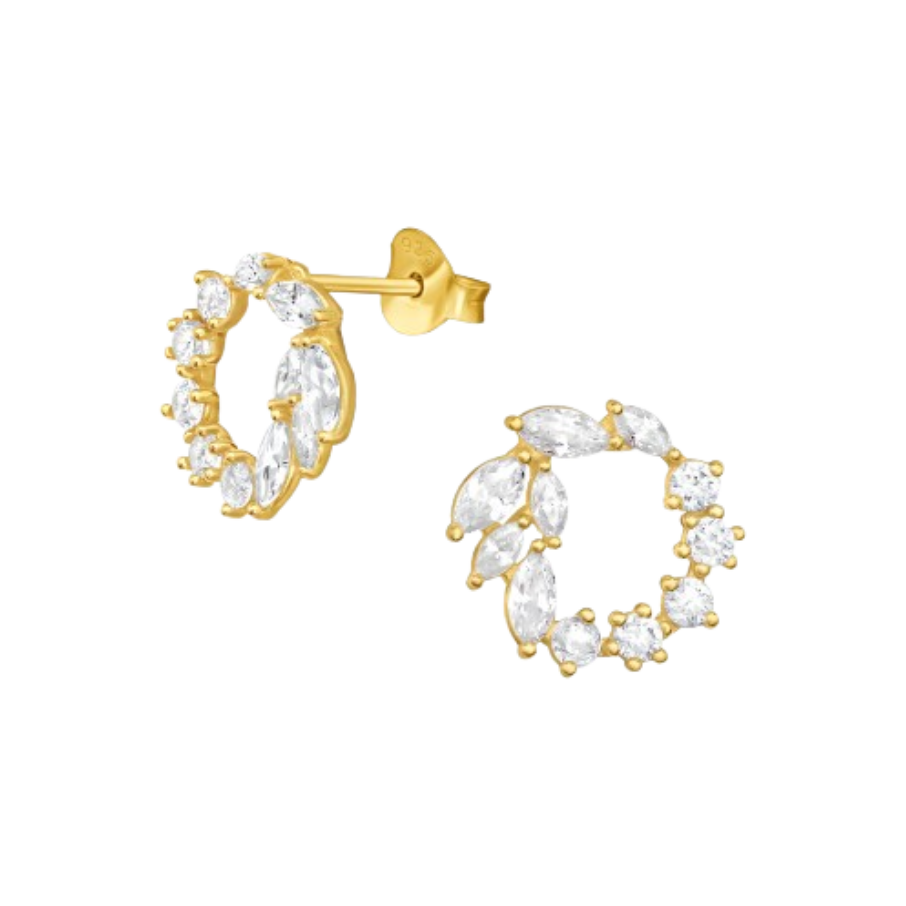 Cercei de damă din argint placați cu aur cu coroană, TESSORA