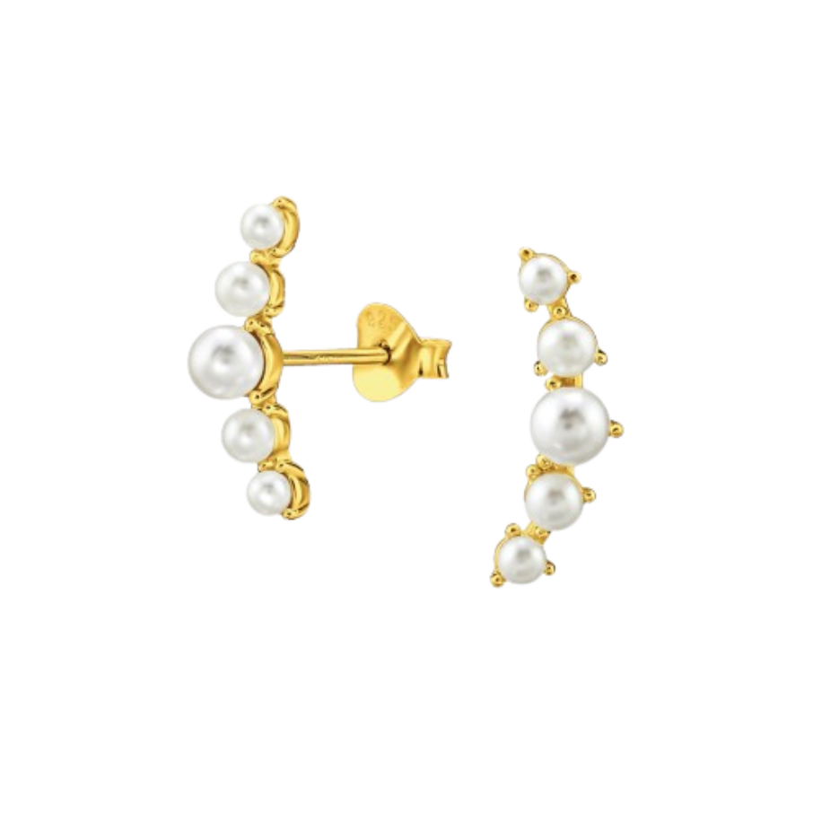 Cercei de damă din argint placați cu aur și șir de perle, Tessora