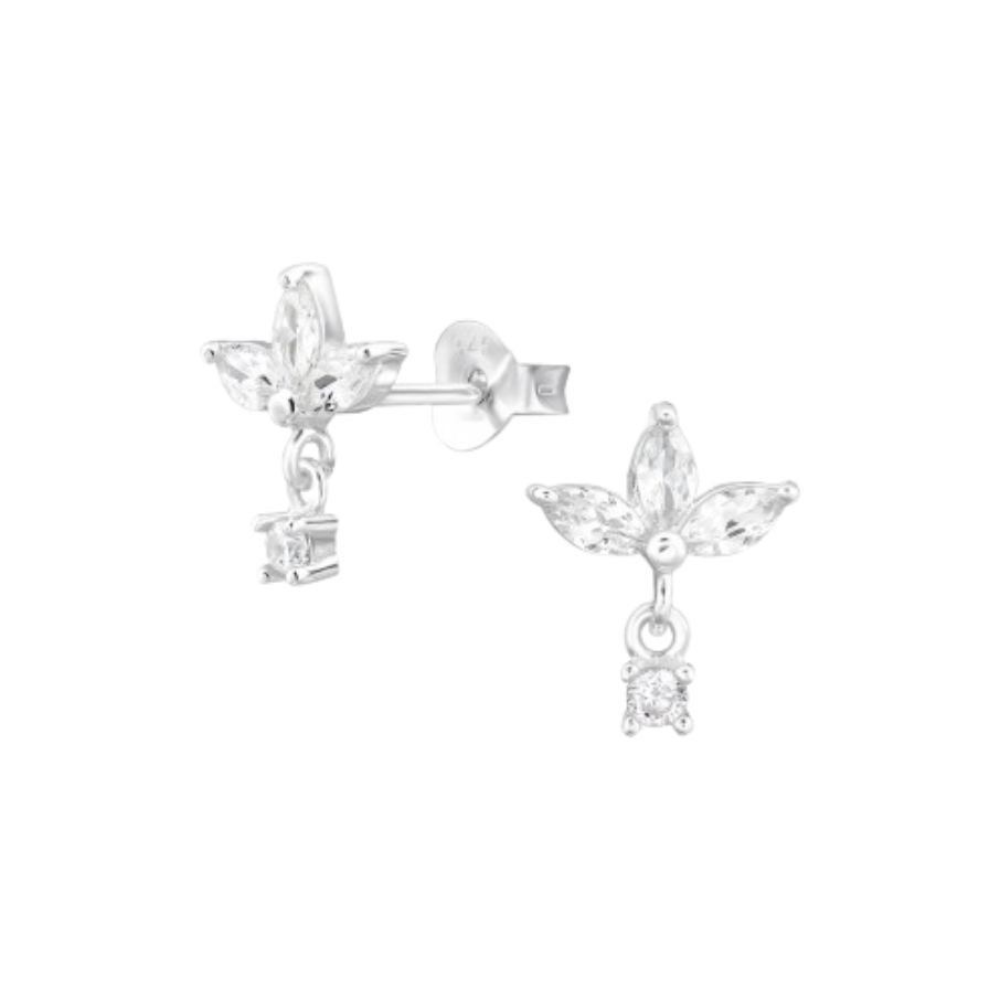 Women's silver earrings with crystal tiara, Tessora