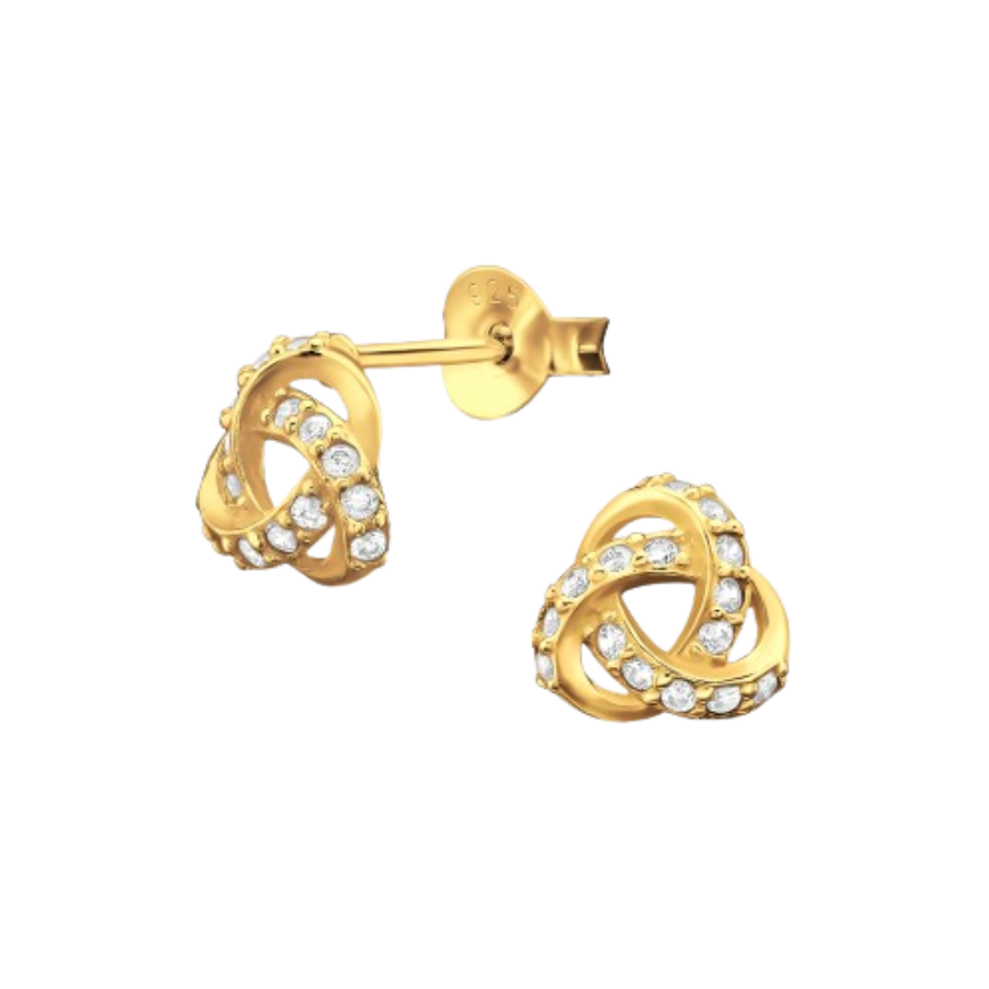 Women's silver earrings gold plated with spirals, Tessora