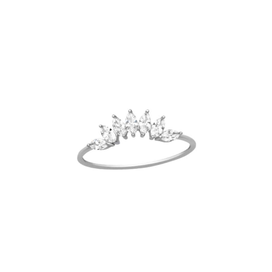 Silver-tone women's silver ring with crown, Tessora