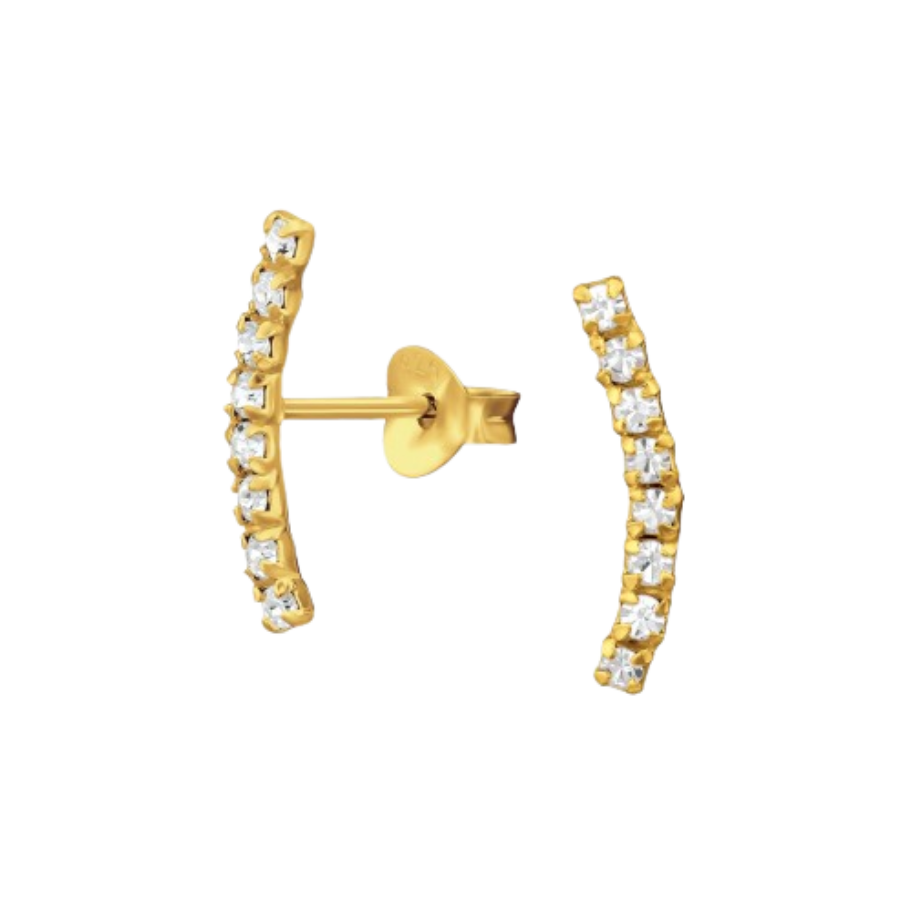 Women's silver earrings gold plated with beaded strand, TESSORA