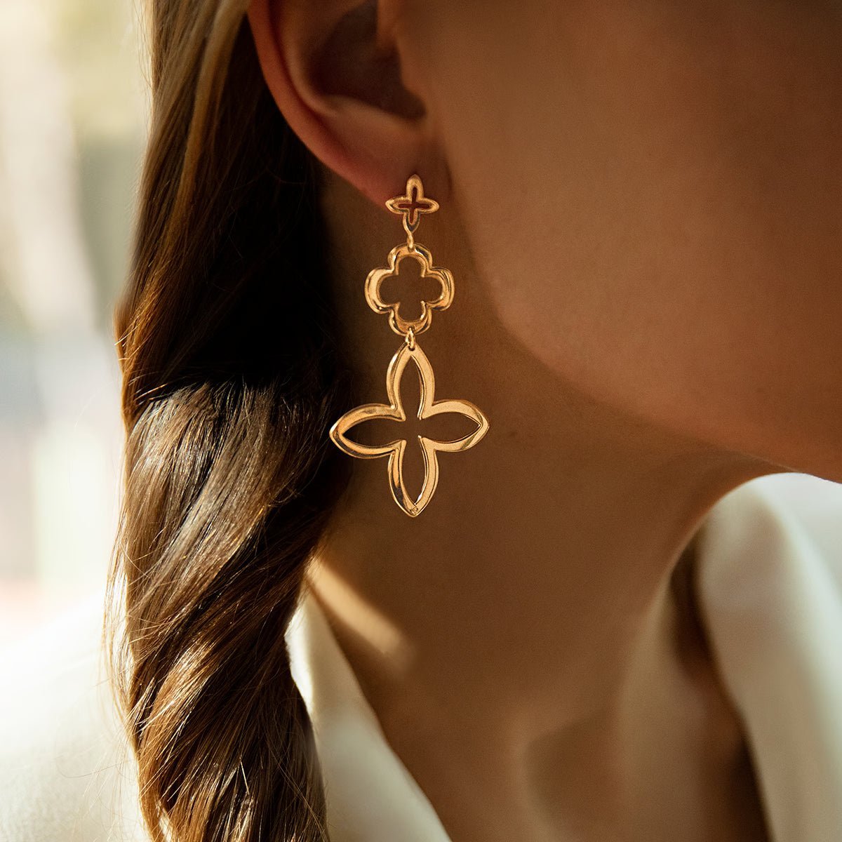 Women's earrings modular Lilia azure, gold - plated, Lilou - Long Earrings - K/M/AZUR/48/PO - Lilou - Tessora