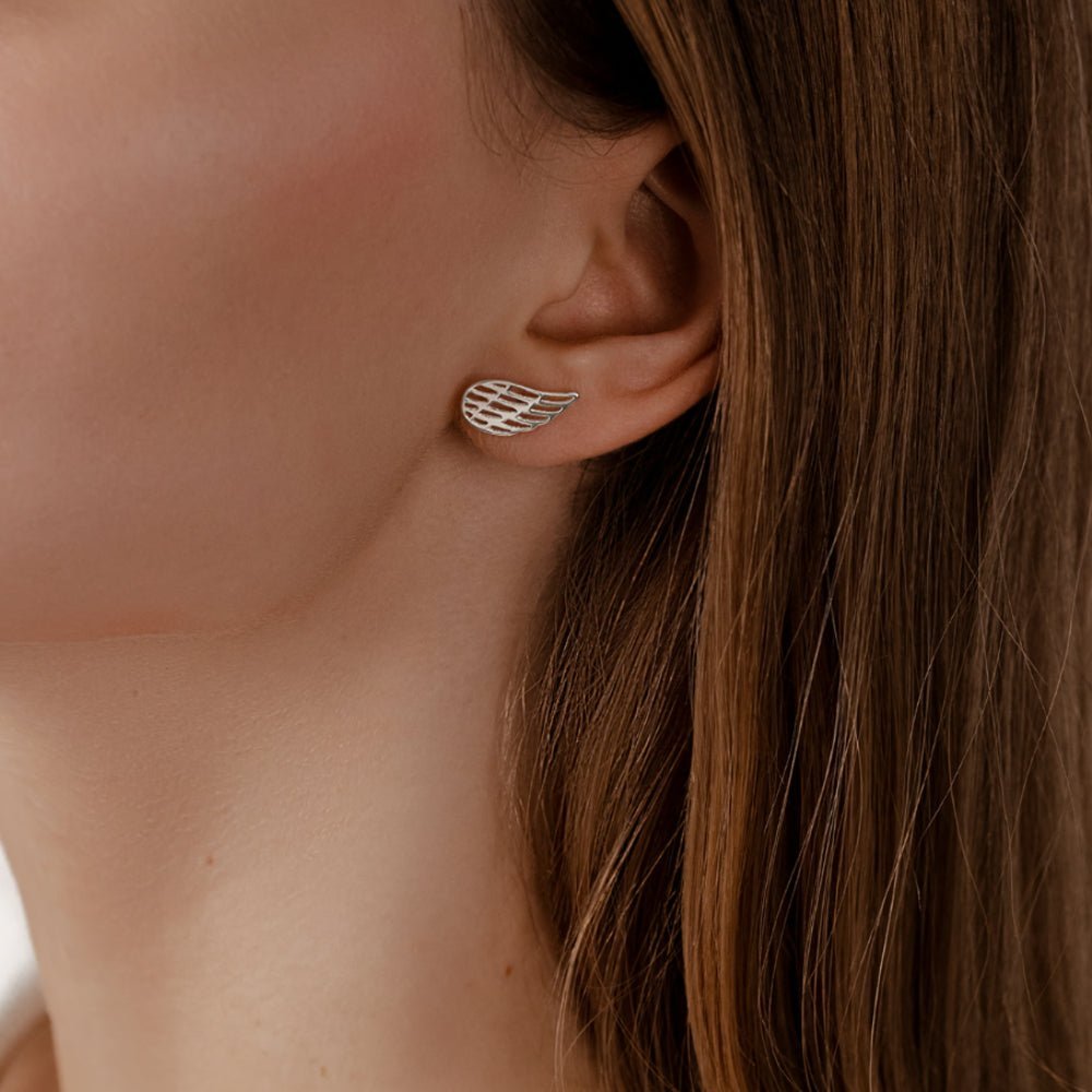 Women's earrings sterling silver angel wings, Lilou - Stud Earrings - K/98/15 - Lilou - Tessora