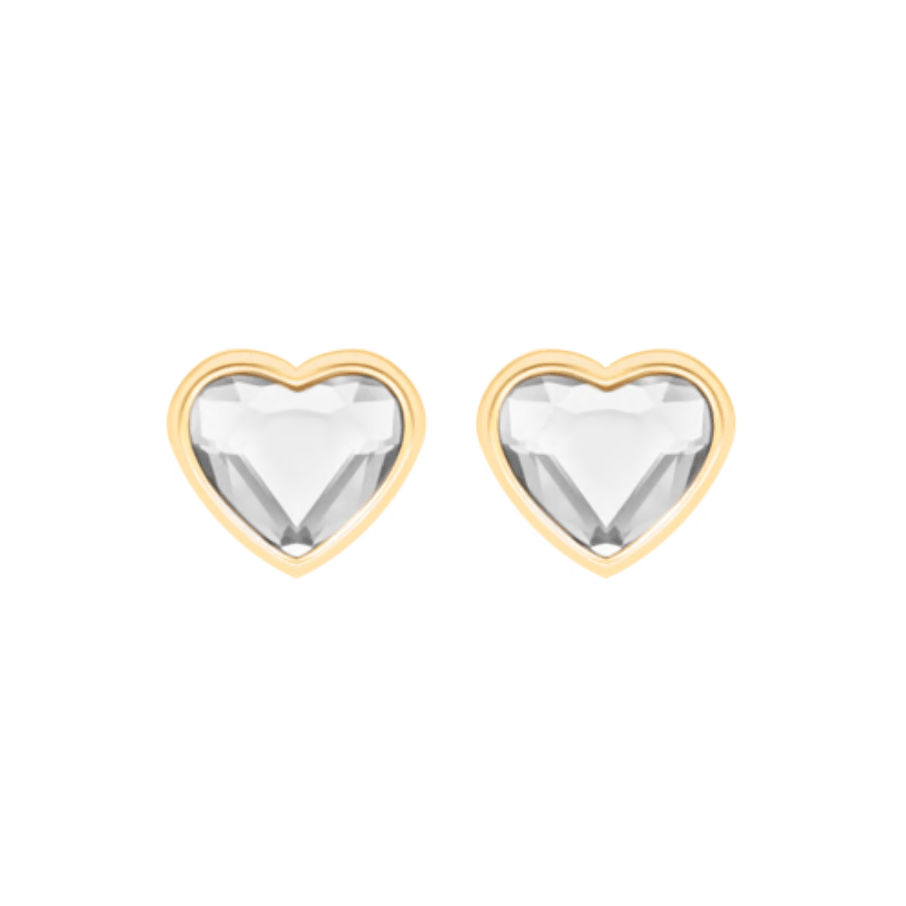 Women's Icons stud earrings with white heart - shaped crystals, gold plated, Lilou - Earrings - 231/12/KOL/BIA/KR/NO2/PO - Lilou - Tessora