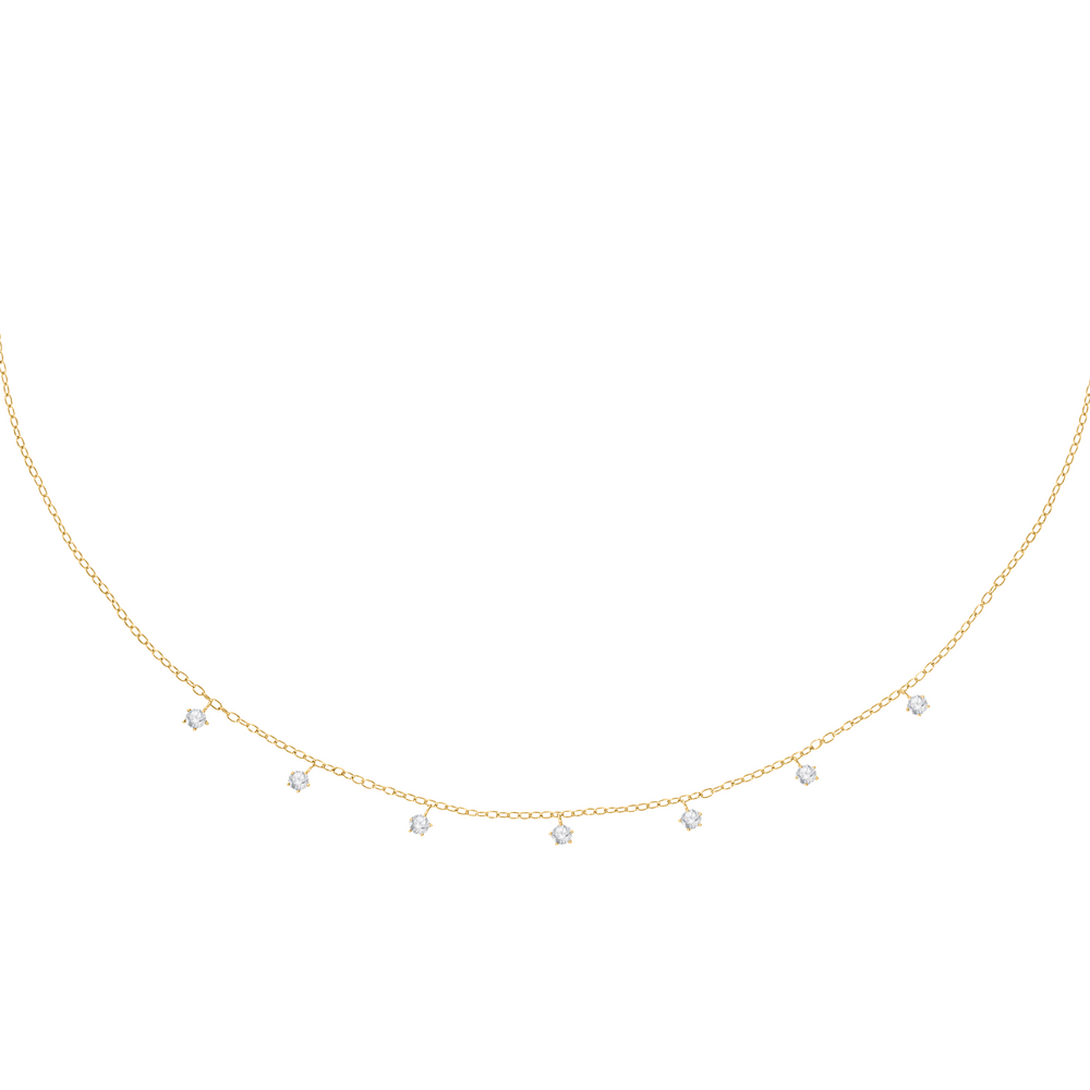 Women's necklace sterling silver gold with zirconia stones, LA PETITE STORY - Choker Necklaces - LPS10AWV35 - LA PETITE STORY - Tessora
