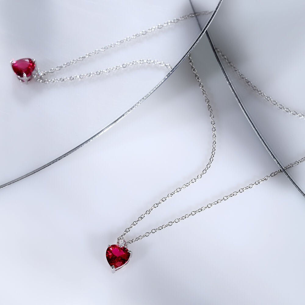 Women's necklace sterling silver Tesori Ruby heart - shaped - Silver Necklaces - saiw161 - MORELLATO - Tessora