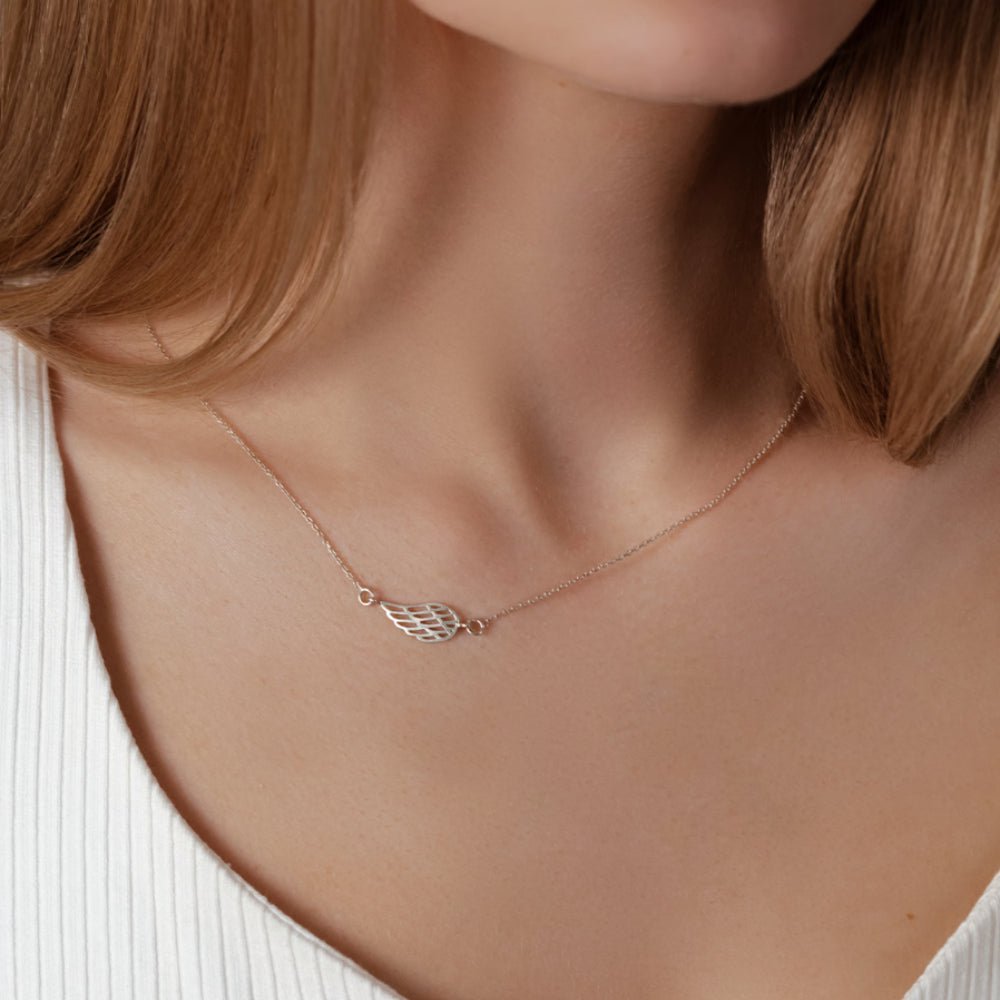 Women's necklace sterling silver with angel wing, Lilou - Silver Necklaces - 98/15/LAN - Lilou - Tessora
