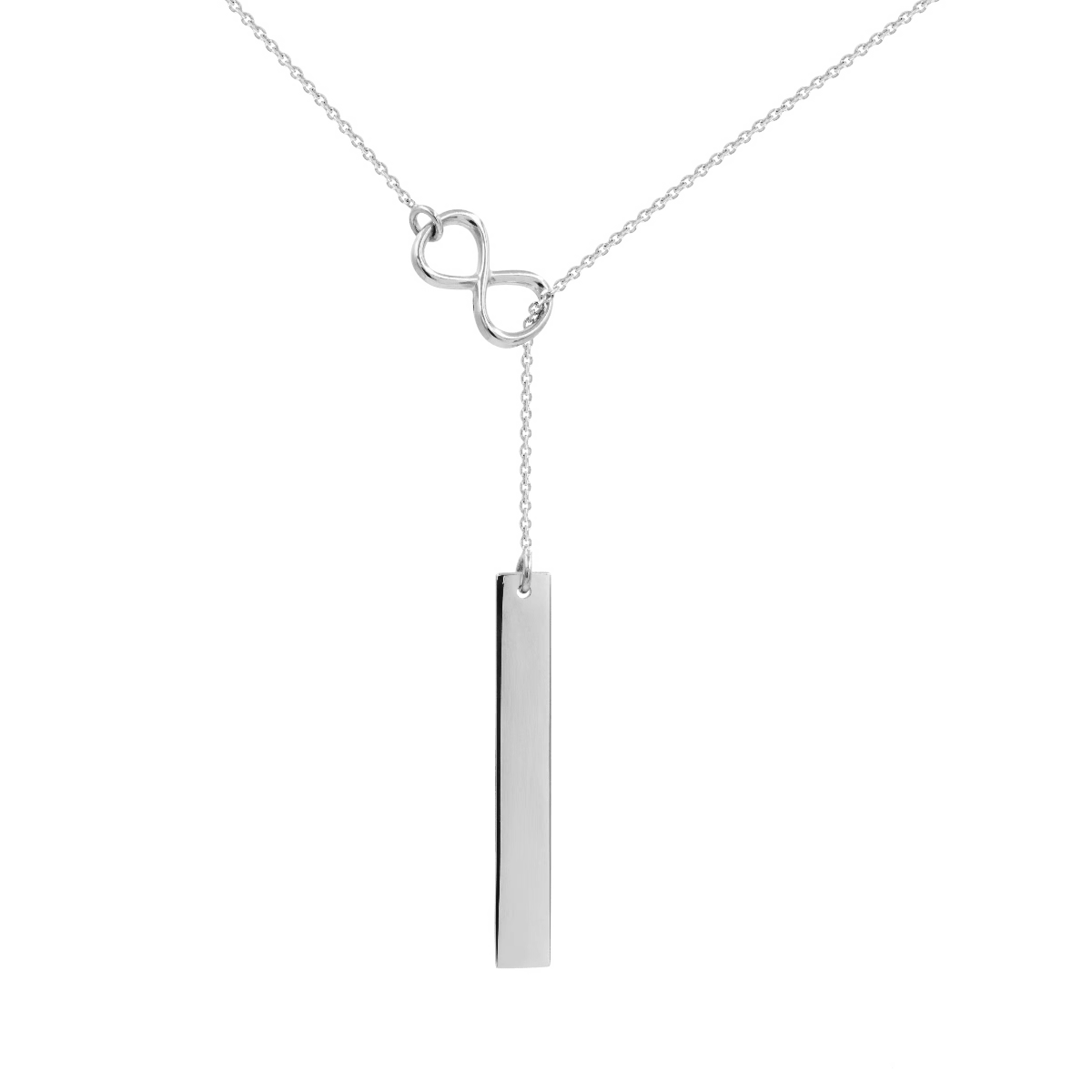 Women's necklace sterling silver with infinity symbol, engravable, Lilou - Silver Necklaces - 32/10/BLA/LAN/54 - Lilou - Tessora