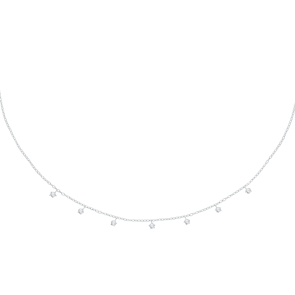 Women's necklace sterling silver with white stones, LA PETITE STORY - Necklaces - LPS10AWV34 - LA PETITE STORY - Tessora